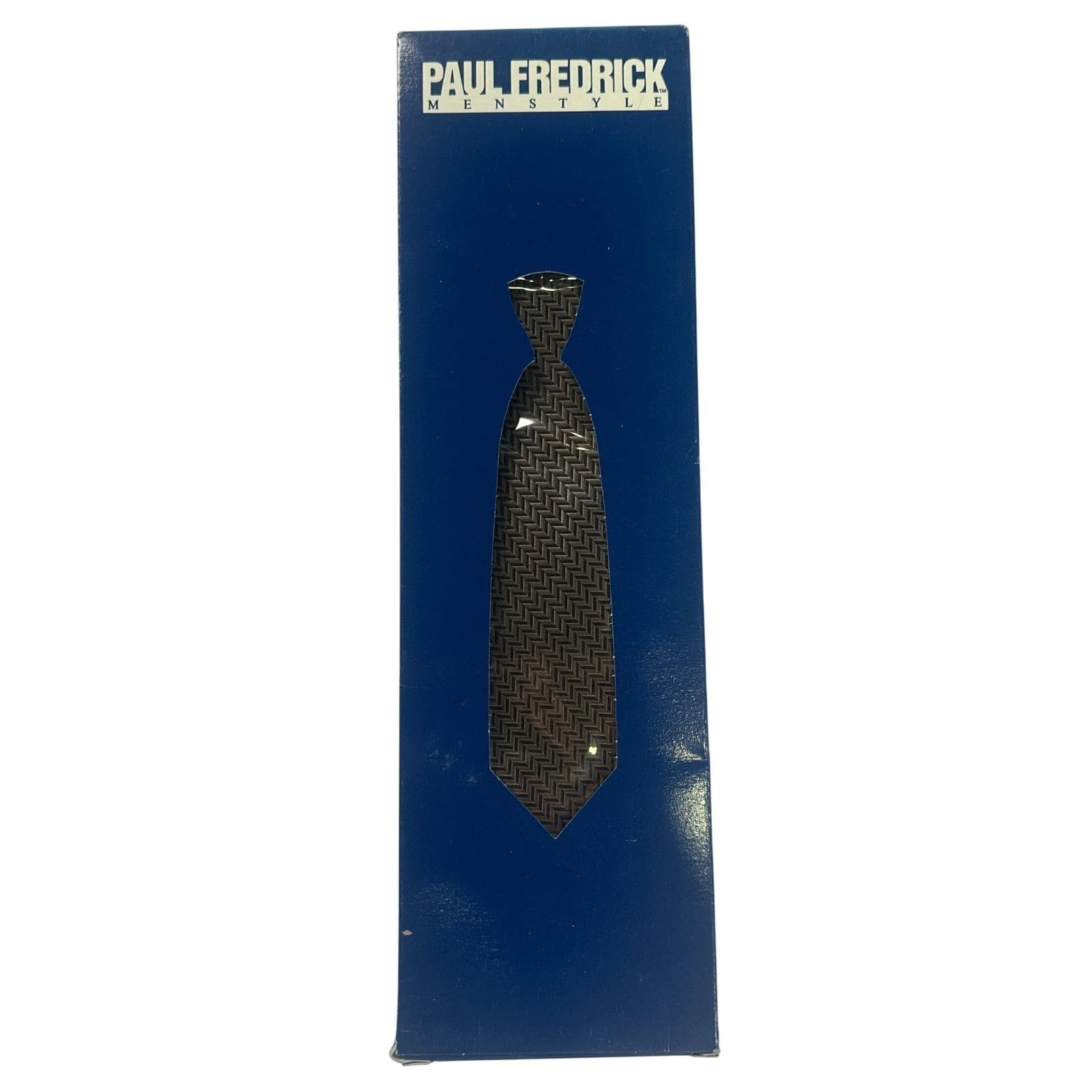 Paul Fredrick Mens Silk Tie Herringbone Pattern Gold Brown Formal NWT - Thumbnail 6