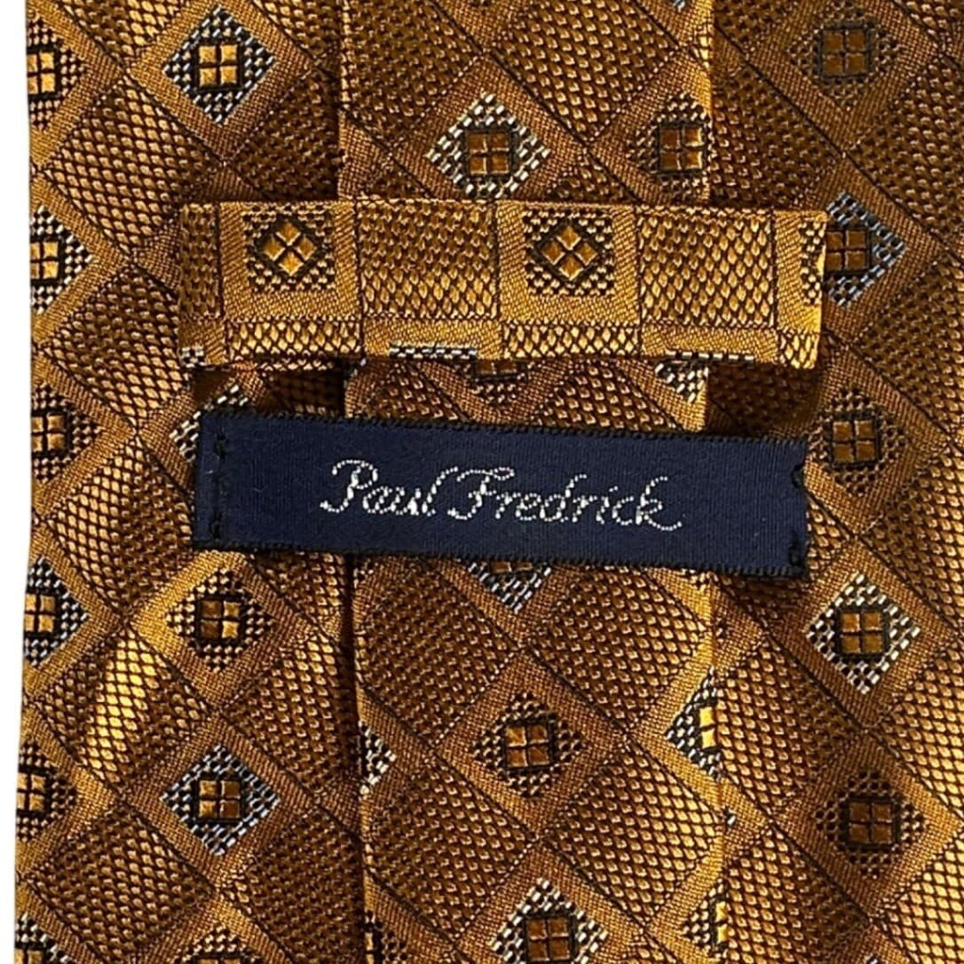 Paul Fredrick Mens 100% Italian Silk Hand Tailored Geometric Pattern Necktie NWT - Thumbnail 3