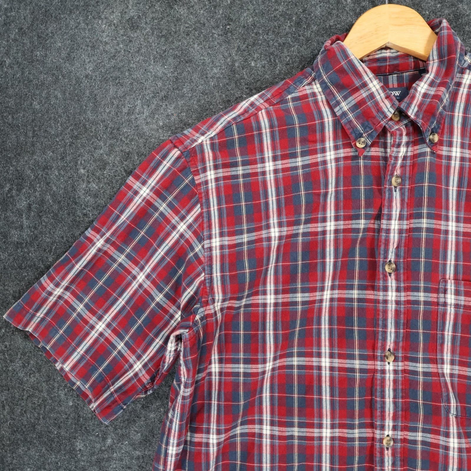 Arrow Button Down Mens Size S Red Excellent Plaid Short Sleeve - Thumbnail 9