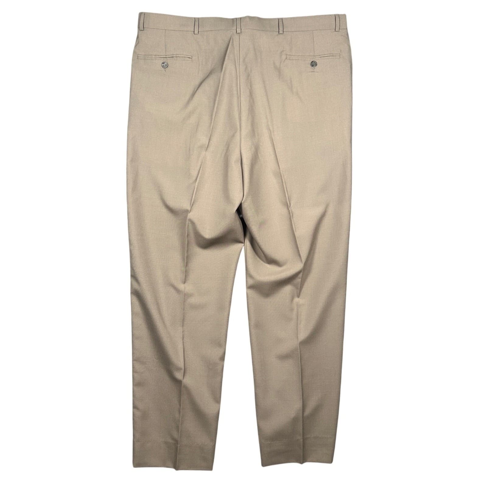 Palm Beach Dress Pants Mens 44L Tan Pleated Merino Wool Blend Khaki - Thumbnail 5