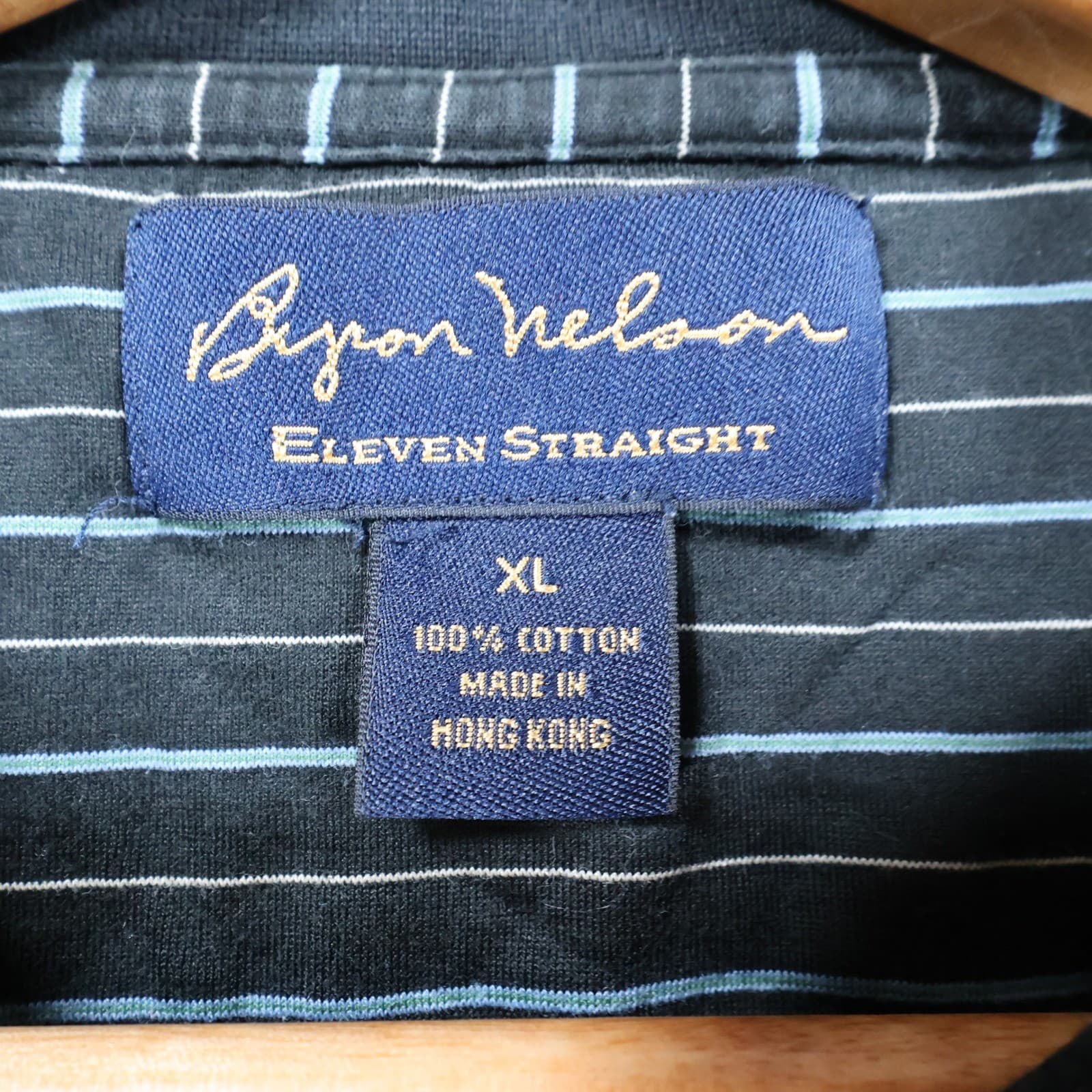 Byron Nelson Polo Mens XL Black Excellent Striped Cotton Short Sleeve Golf Shirt - Thumbnail 7
