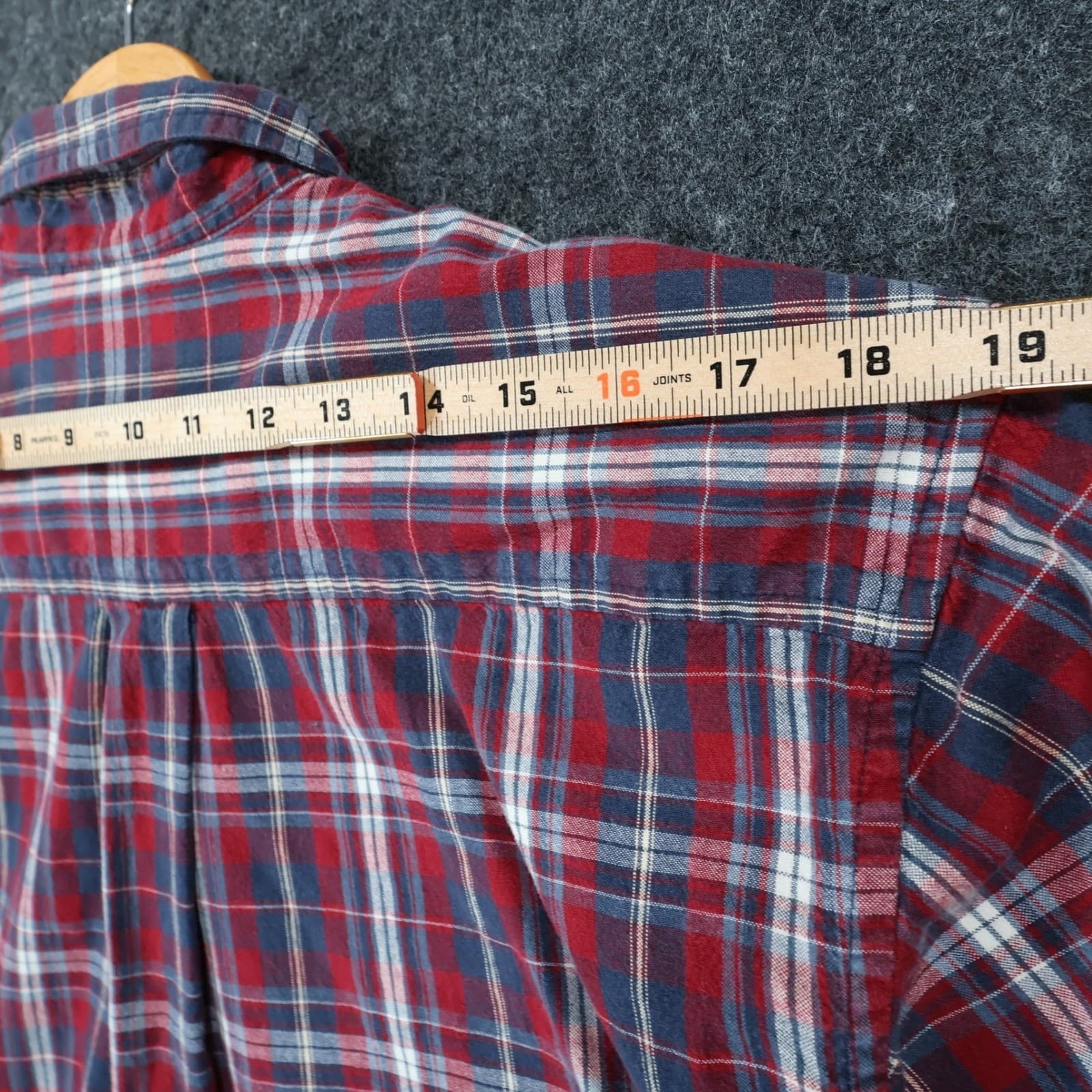 Arrow Button Down Mens Size S Red Excellent Plaid Short Sleeve - Thumbnail 6