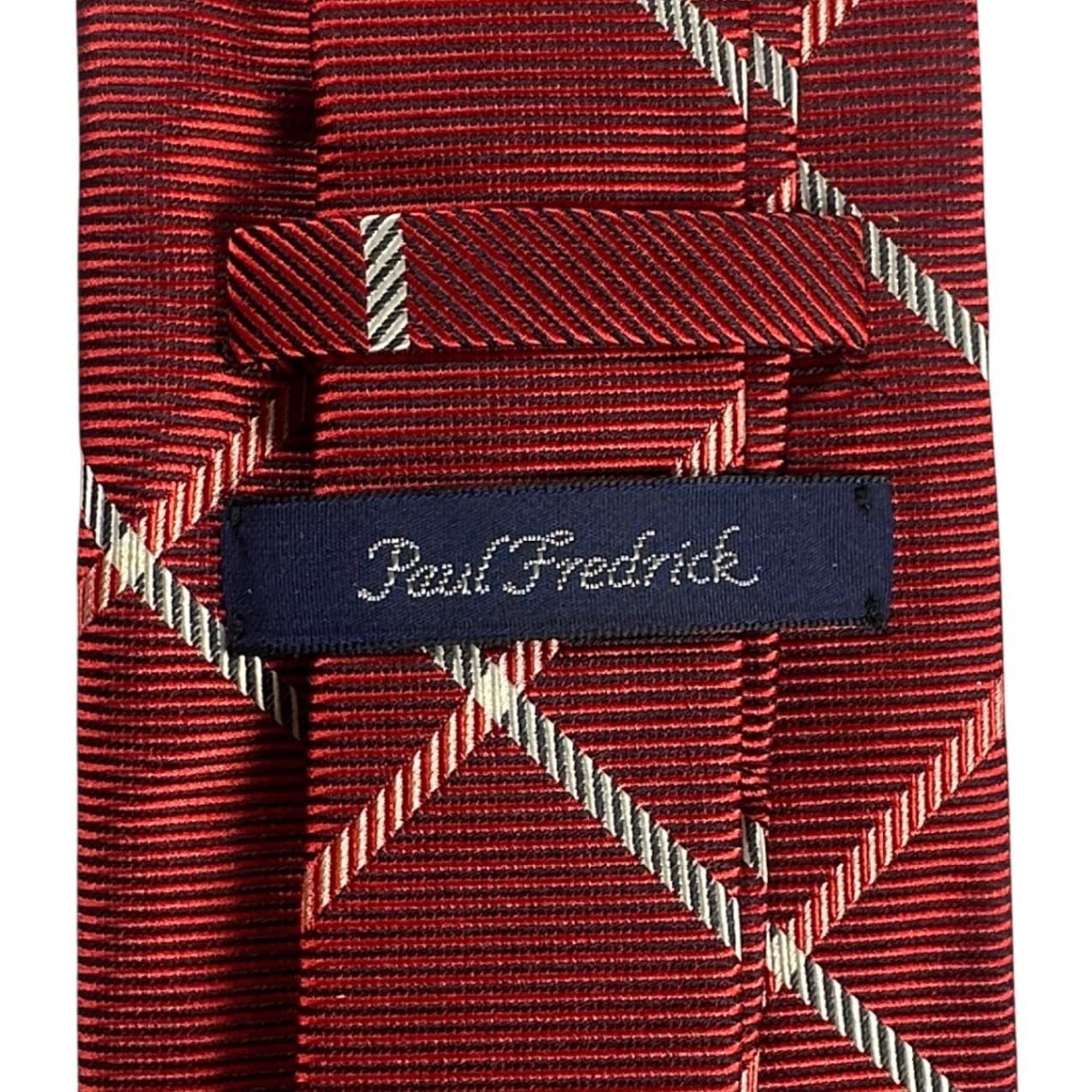 Paul Fredrick Red Plaid Silk Tie Hand Tailored Made in USA NWT - Thumbnail 4