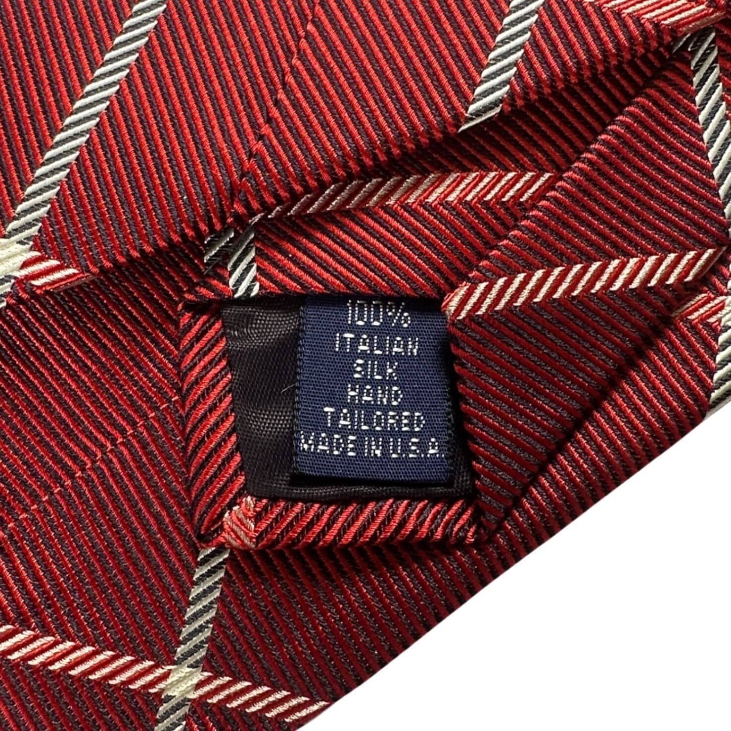 Paul Fredrick Red Plaid Silk Tie Hand Tailored Made in USA NWT - Thumbnail 5