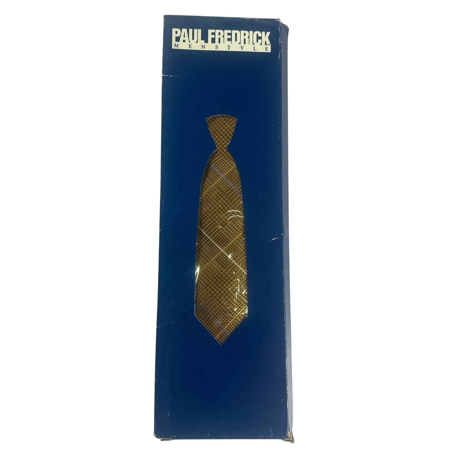 Paul Fredrick Men's Mustard Yellow Plaid Silk Tie Hand Made NWT - Thumbnail 6