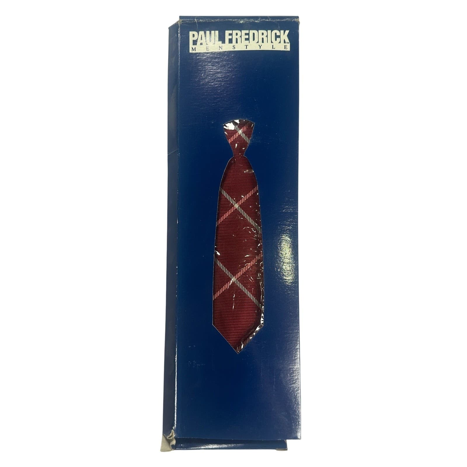 Paul Fredrick Red Plaid Silk Tie Hand Tailored Made in USA NWT - Thumbnail 6