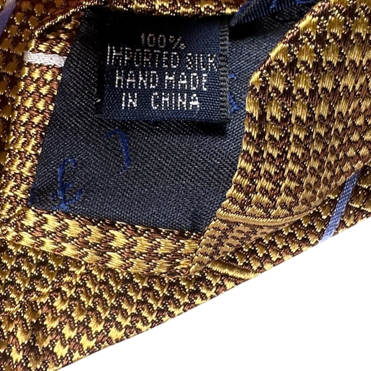 Paul Fredrick Men's Mustard Yellow Plaid Silk Tie Hand Made NWT - Thumbnail 5