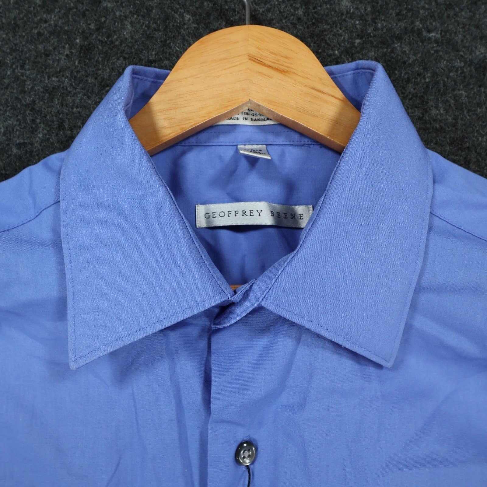 Geoffrey Beene Button Up Mens 16.5 34/35 Blue Excellent Long Sleeve Solid - Thumbnail 8