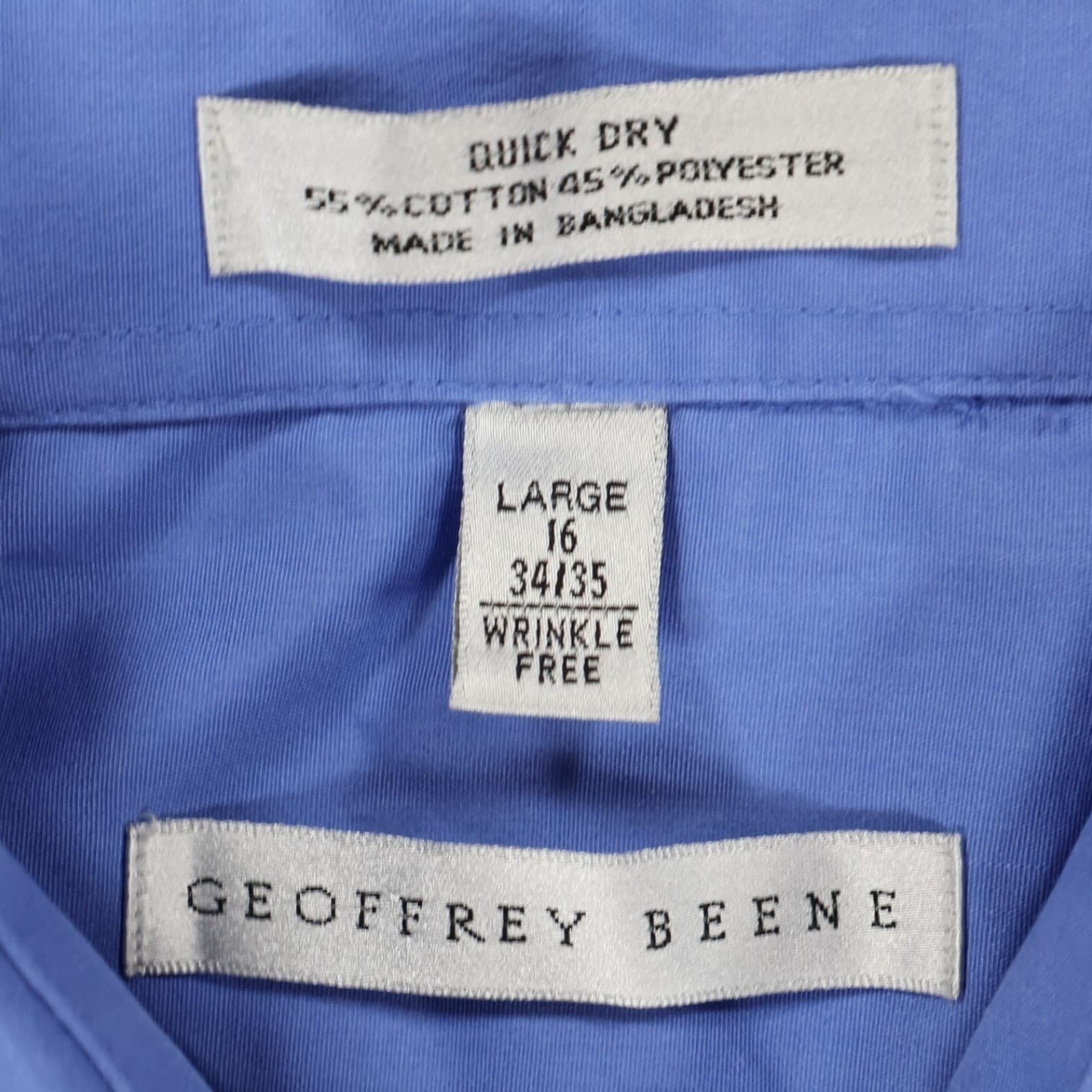Geoffrey Beene Button Up Mens 16.5 34/35 Blue Excellent Long Sleeve Solid - Thumbnail 7