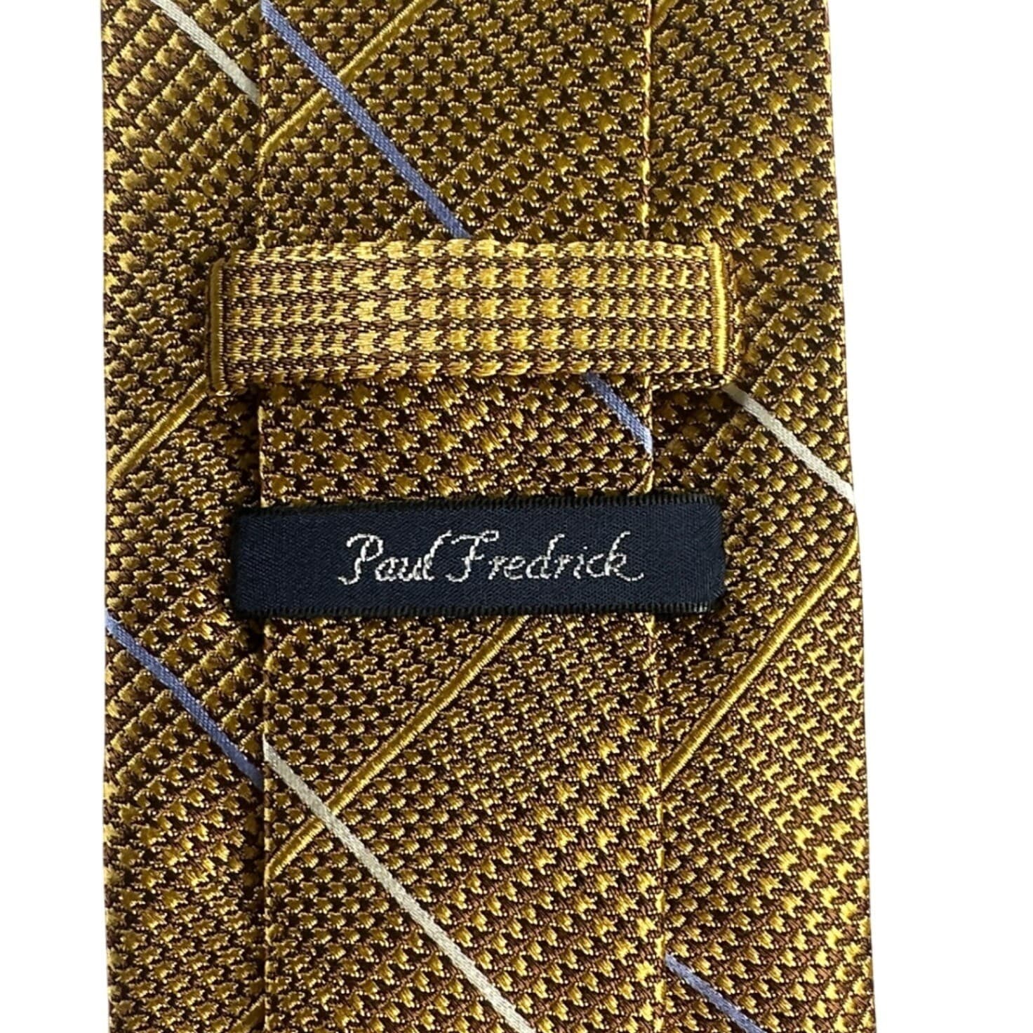 Paul Fredrick Men's Mustard Yellow Plaid Silk Tie Hand Made NWT - Thumbnail 4
