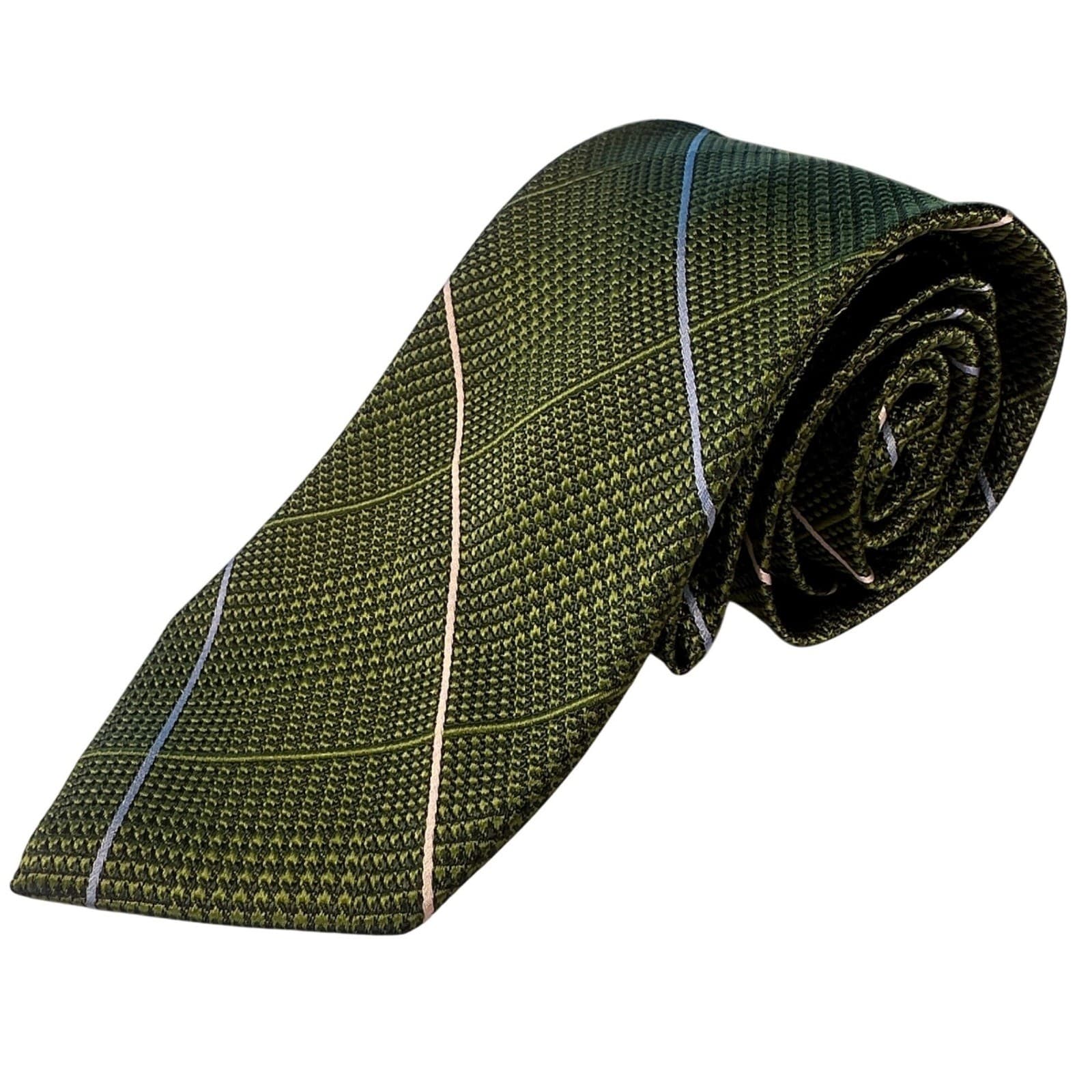Paul Fredrick Men's Silk Green Plaid Necktie NWT - Thumbnail 2
