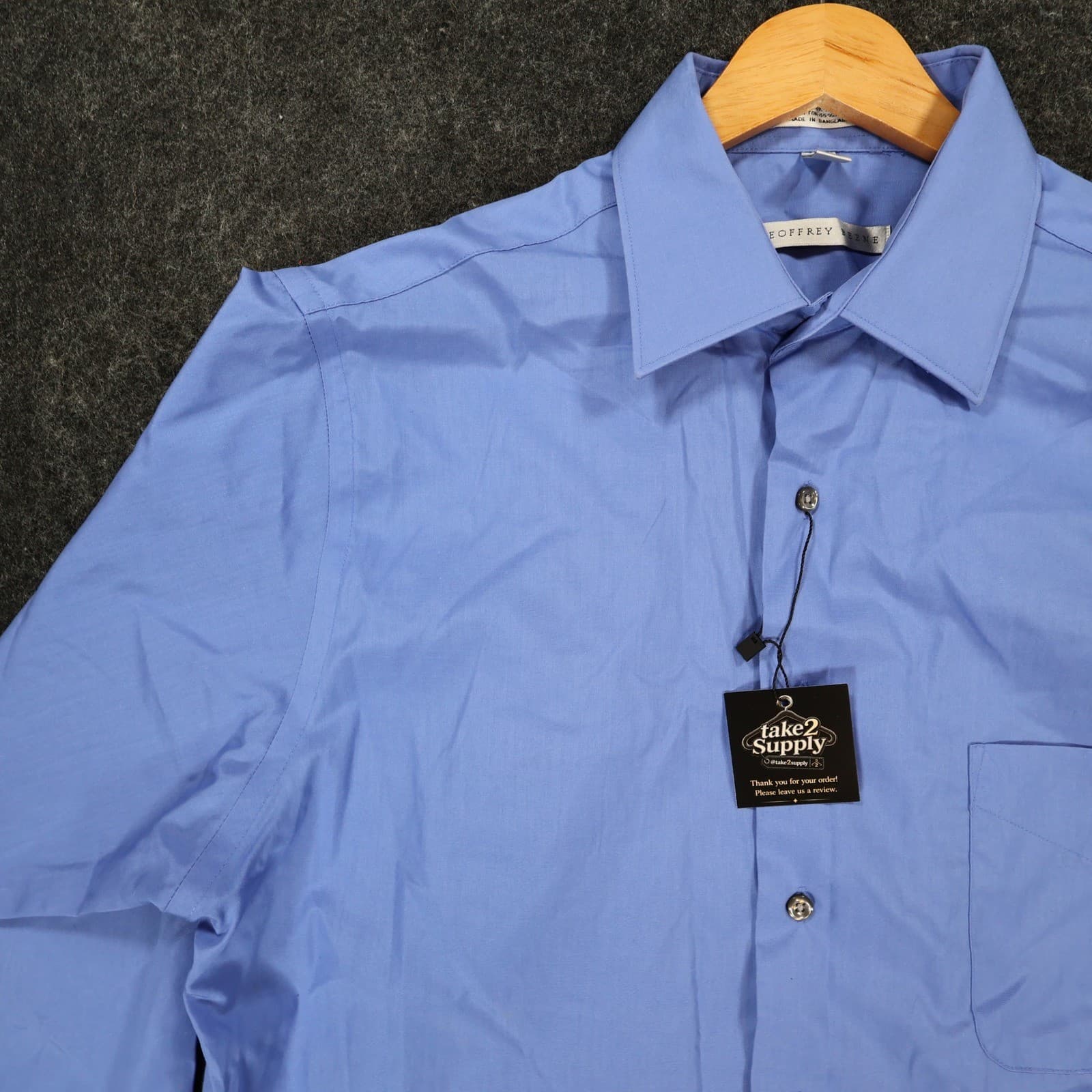 Geoffrey Beene Button Up Mens 16.5 34/35 Blue Excellent Long Sleeve Solid - Thumbnail 9
