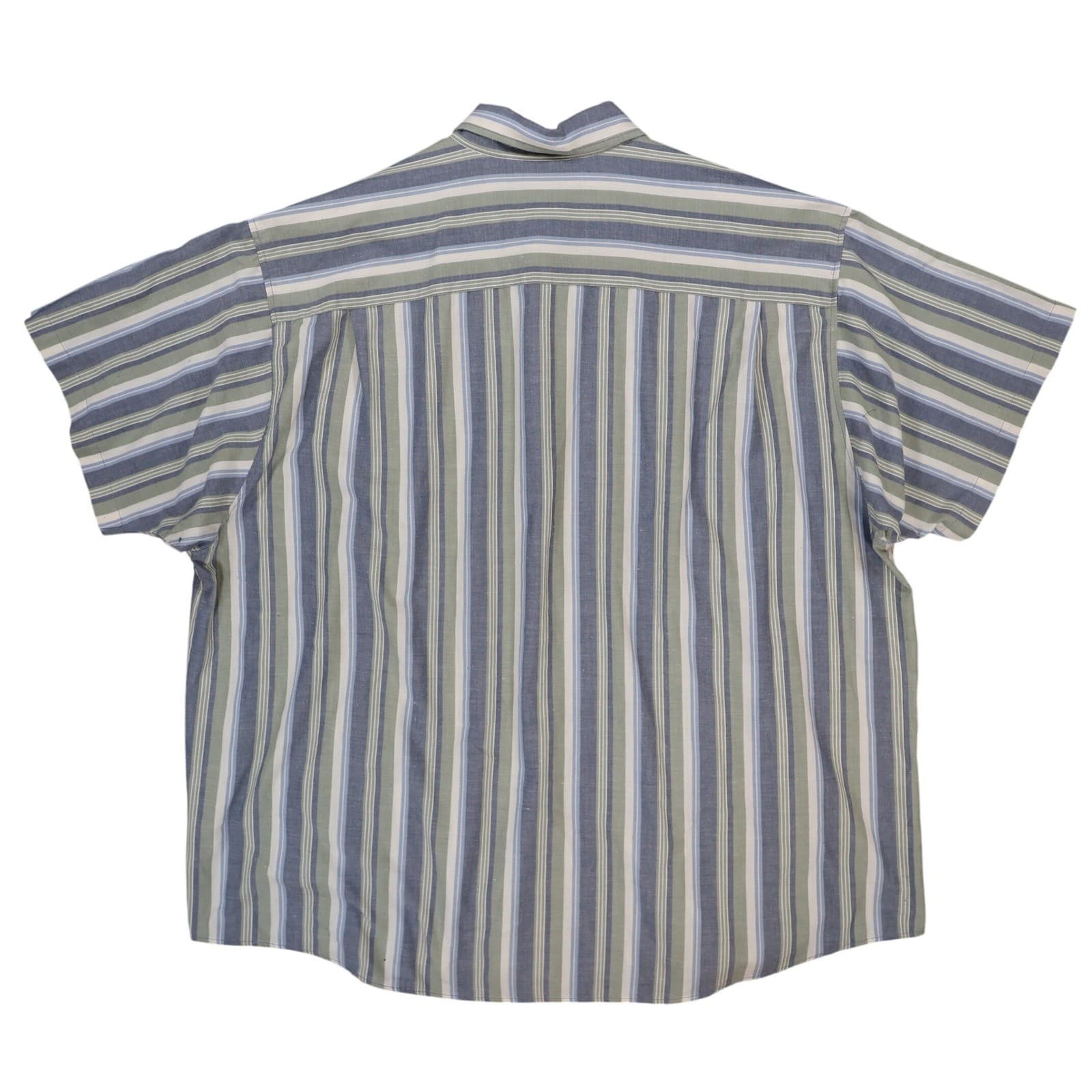 Honors Button Up Mens XXL Blue Excellent Vintage Striped Short Sleeve Shirt - Thumbnail 2
