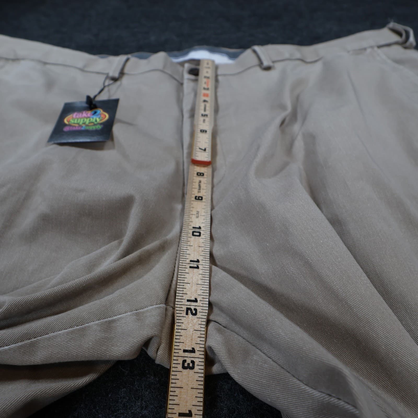 Haggar Premium No Iron Khaki Mens 42x30 Tan Excellent Classic Fit Stretch - Thumbnail 5