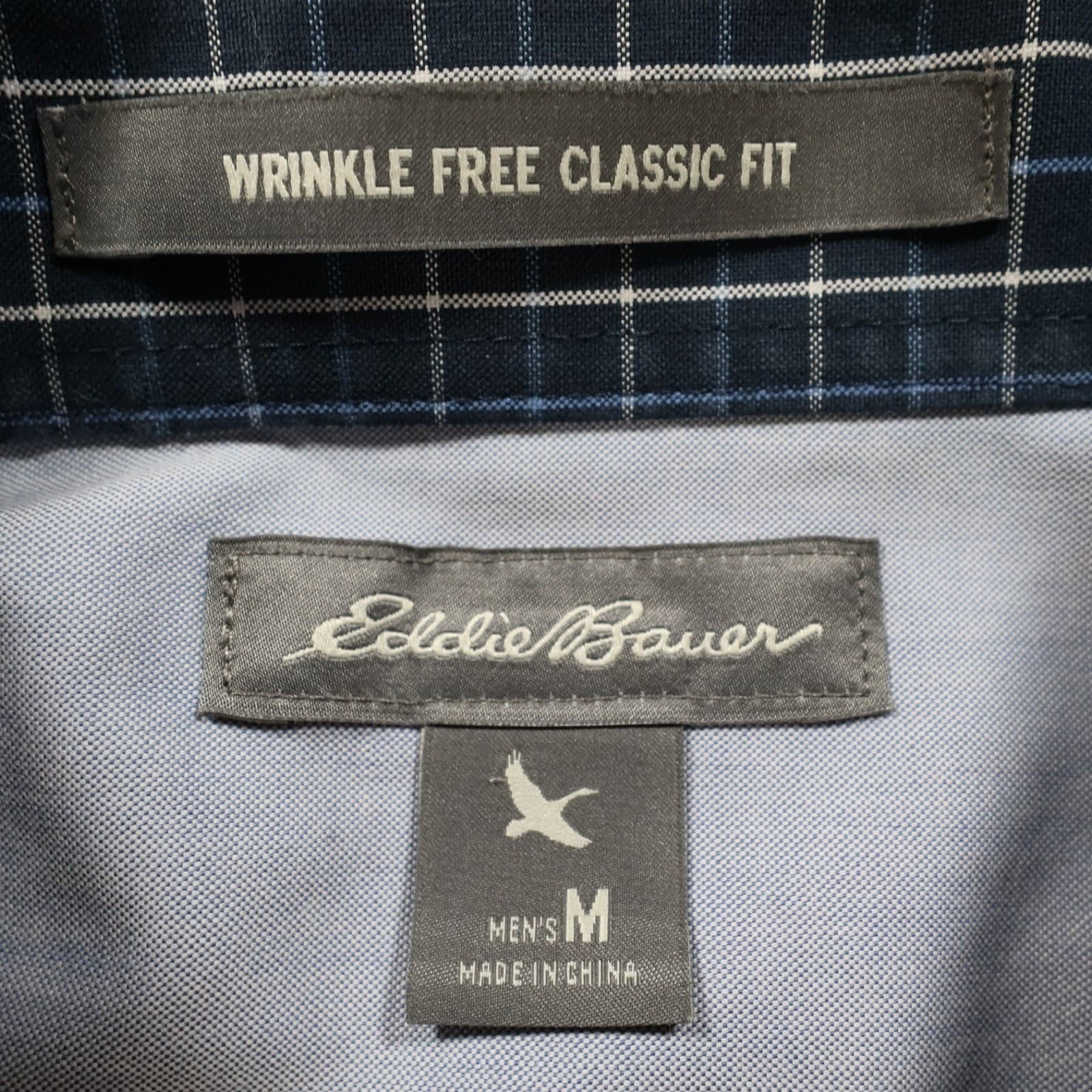 Eddie Bauer Button Down Mens M Blue Excellent Wrinkle Free Plaid - Thumbnail 7