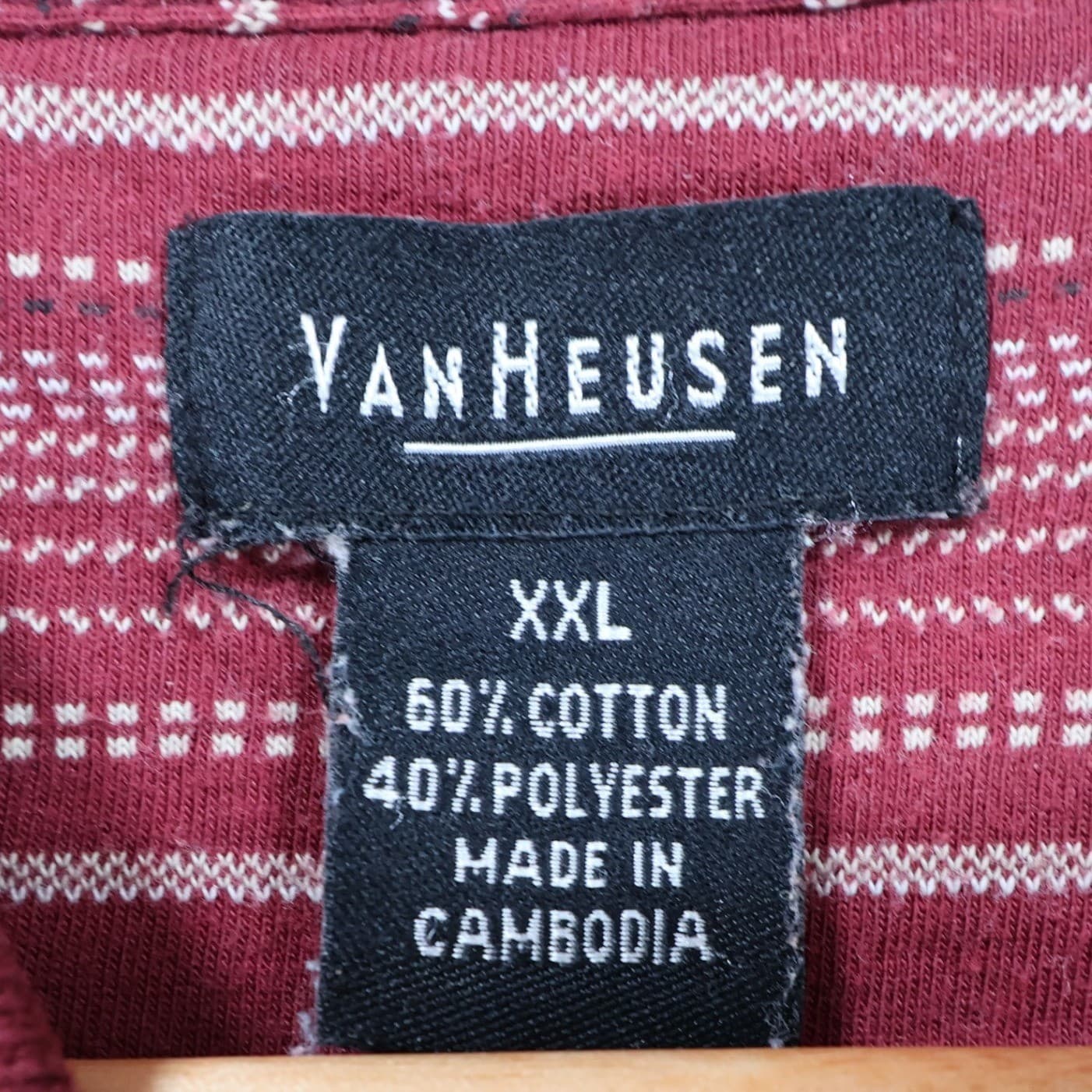 Van Heusen Polo Mens XXL Red Excellent Striped Short Sleeve Pocket Shirt - Thumbnail 7