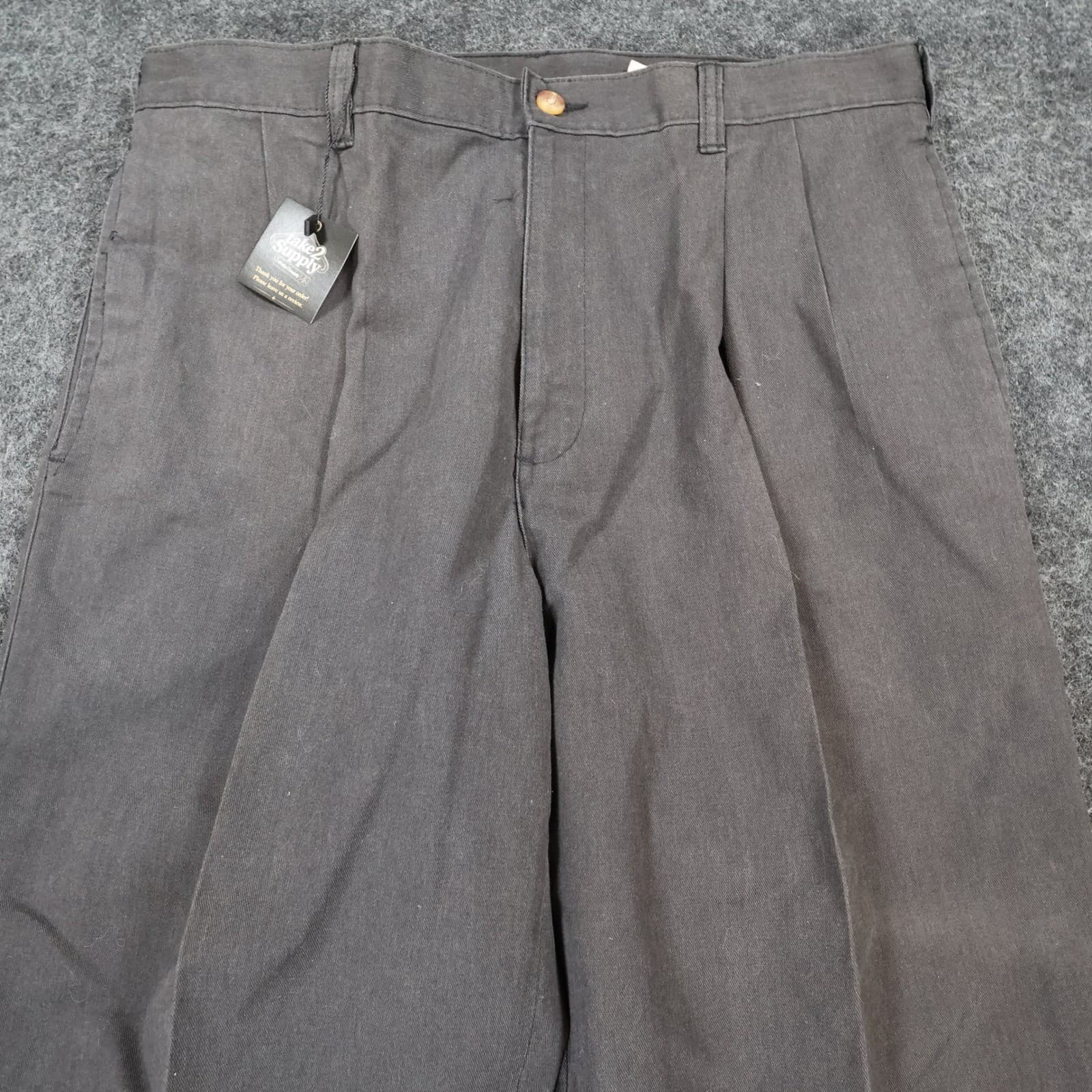 Puritan Pleated Chinos Mens 34x30 Black Excellent Pleated Trousers - Thumbnail 13