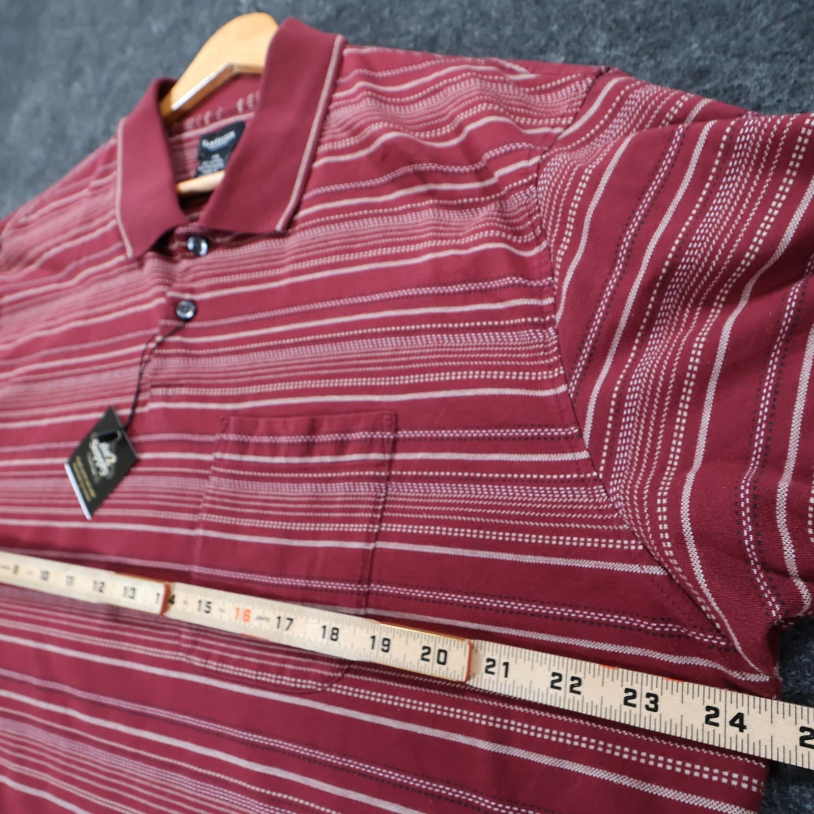 Van Heusen Polo Mens XXL Red Excellent Striped Short Sleeve Pocket Shirt - Thumbnail 4