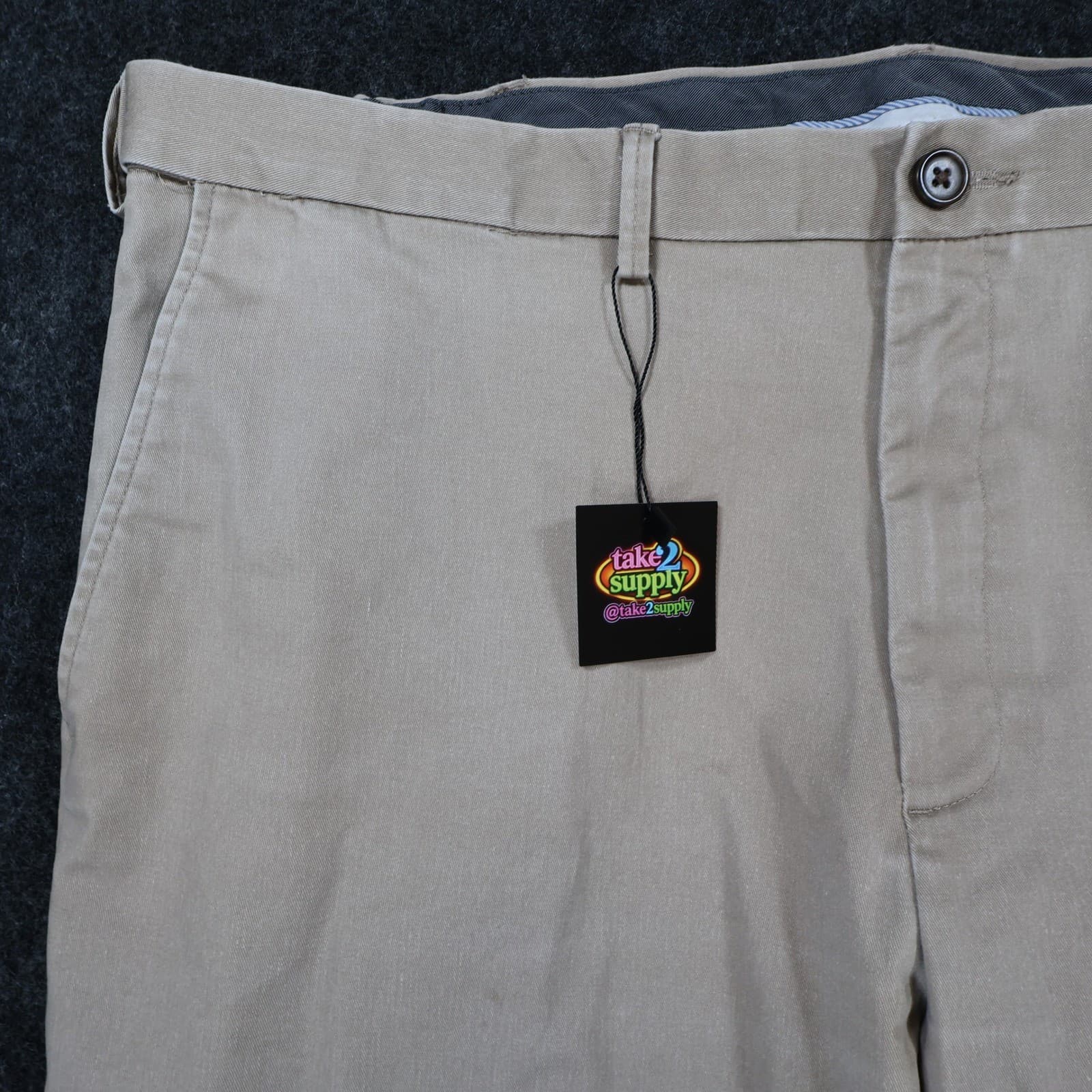 Haggar Premium No Iron Khaki Mens 42x30 Tan Excellent Classic Fit Stretch - Thumbnail 10