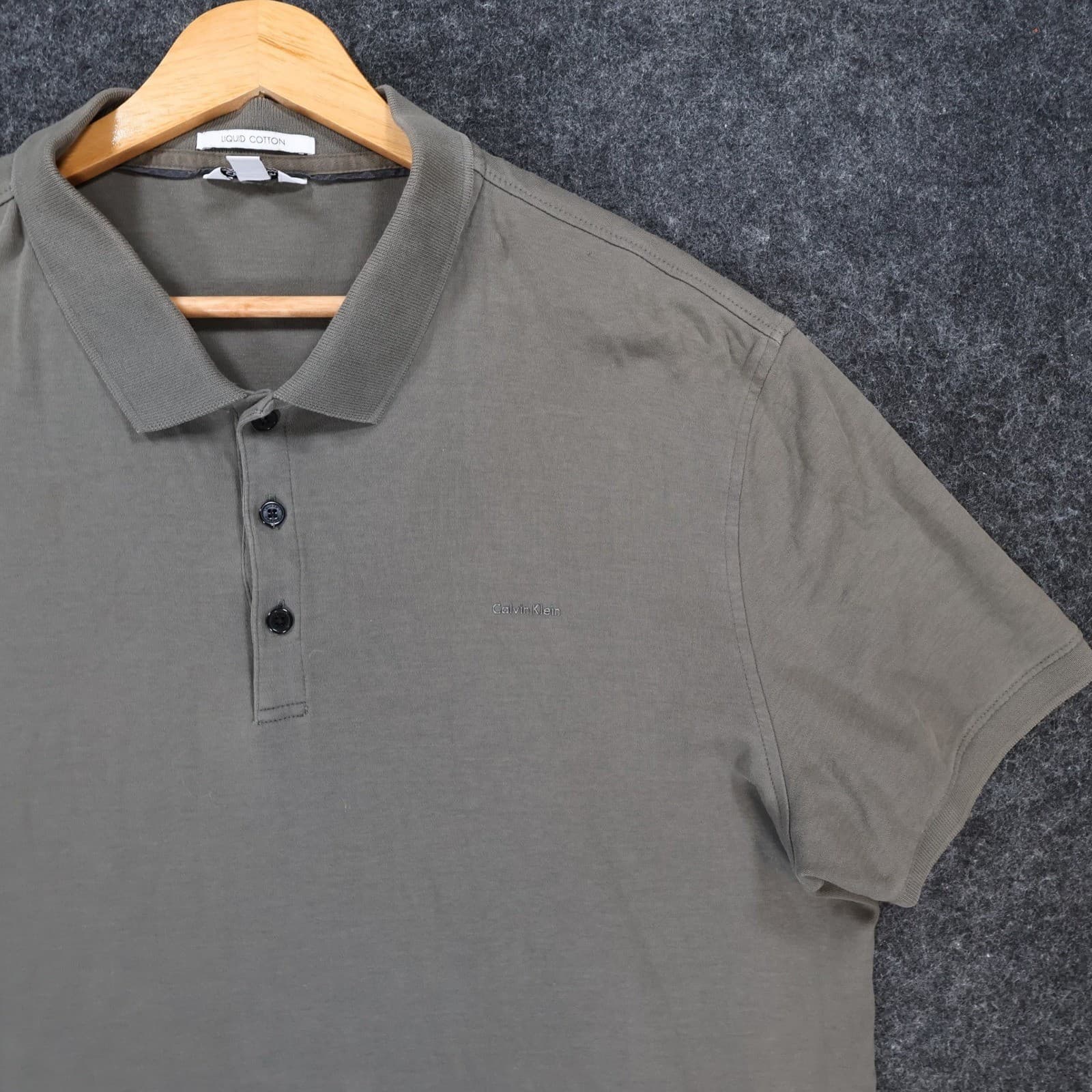 Calvin Klein Polo Mens XL Olive Green Excellent Liquid Cotton Short Sleeve - Thumbnail 10