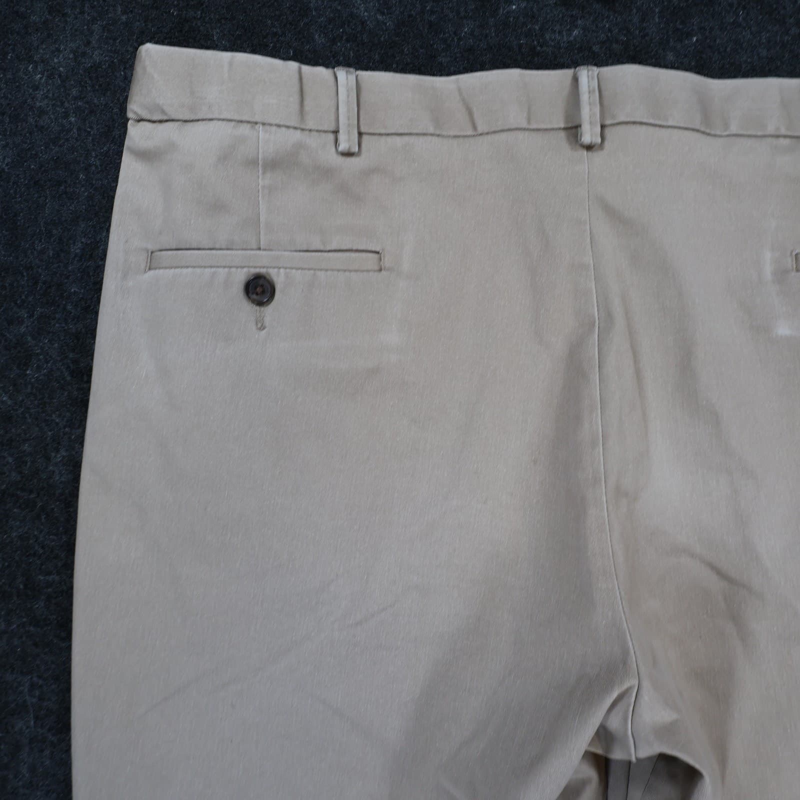 Haggar Premium No Iron Khaki Mens 42x30 Tan Excellent Classic Fit Stretch - Thumbnail 11