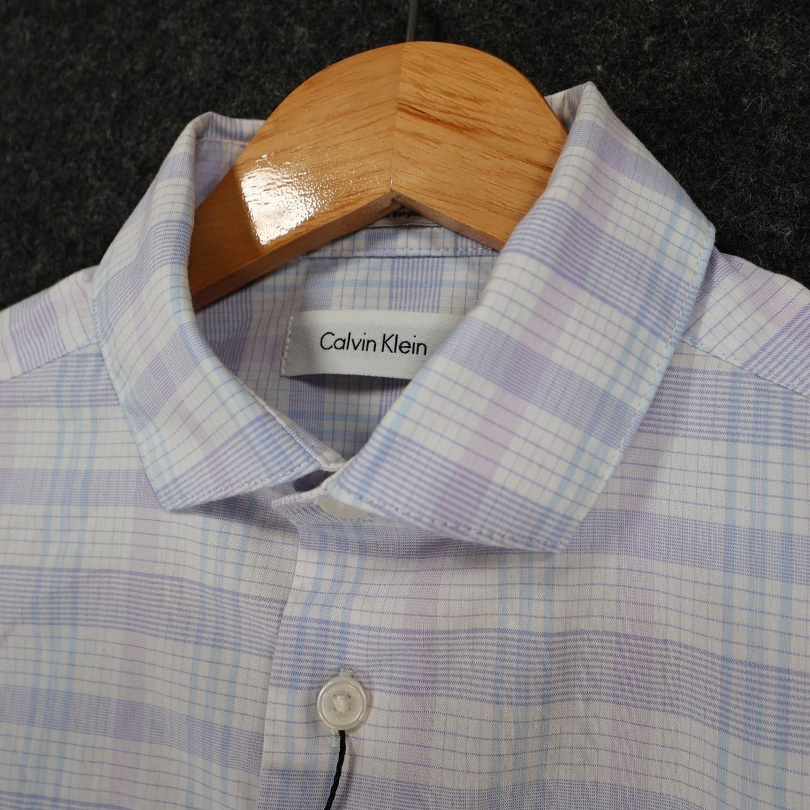 Calvin Klein Button Up Boys 12 Purple Excellent Plaid Long Sleeve - Thumbnail 8