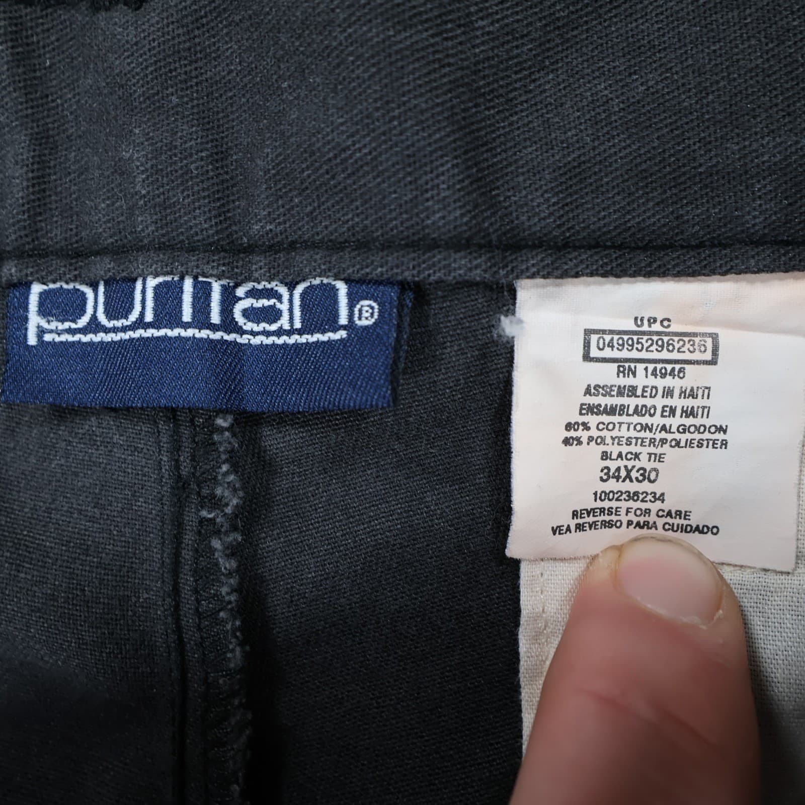 Puritan Pleated Chinos Mens 34x30 Black Excellent Pleated Trousers - Thumbnail 7
