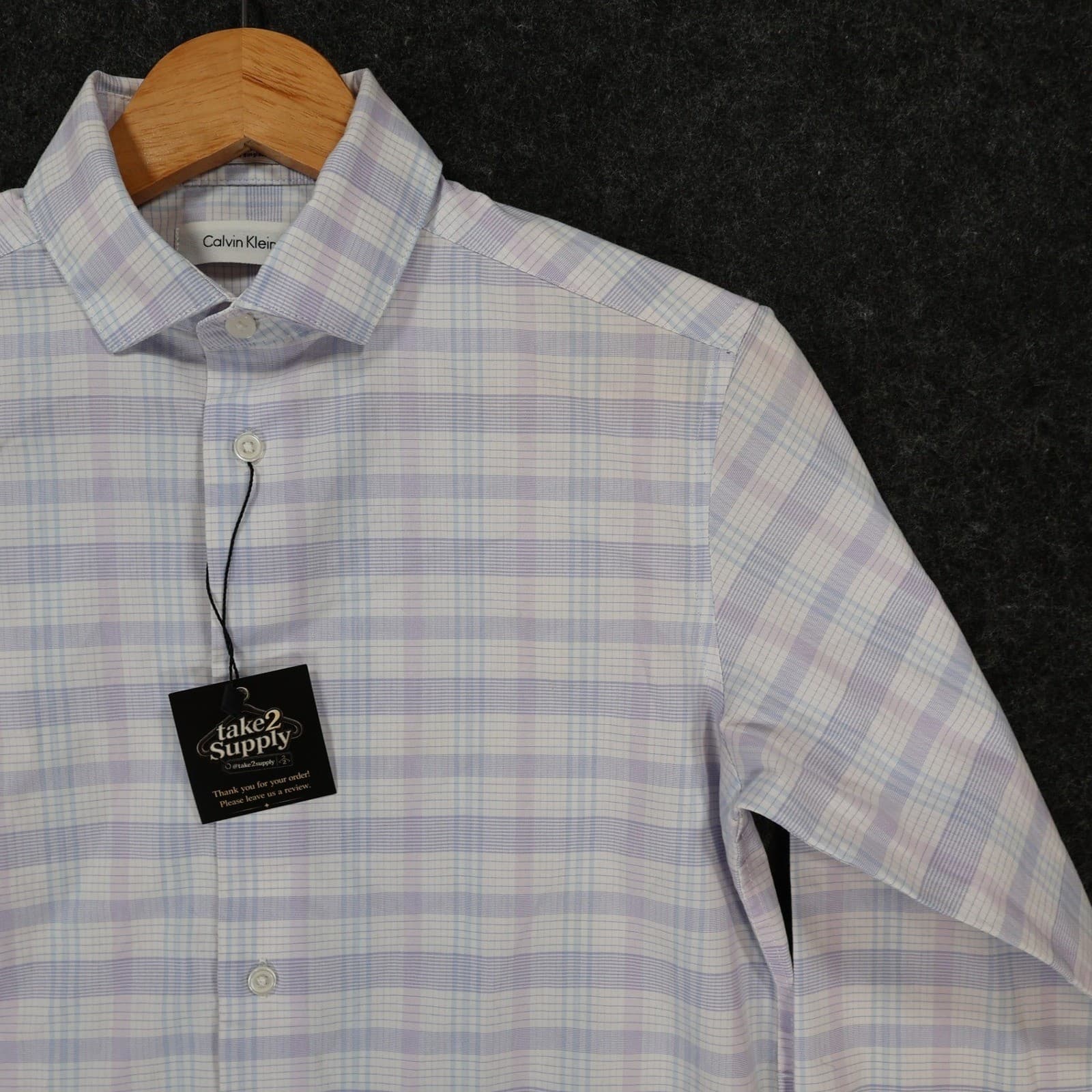 Calvin Klein Button Up Boys 12 Purple Excellent Plaid Long Sleeve - Thumbnail 9