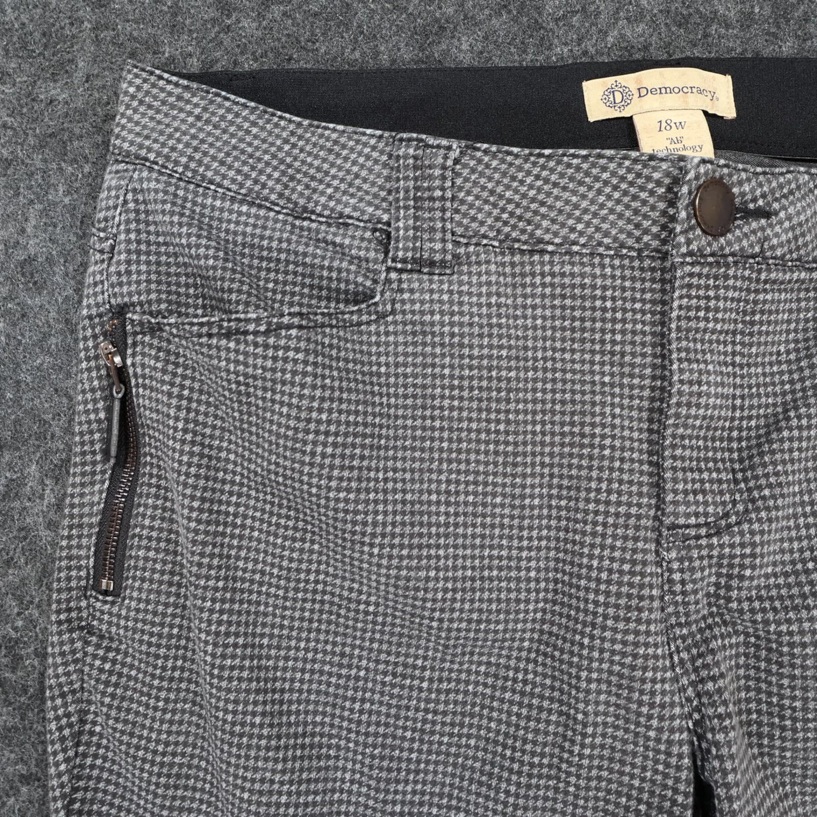 Democracy Ab Technology Pants Womens 18W Black Excellent Houndstooth Skinny - Thumbnail 11