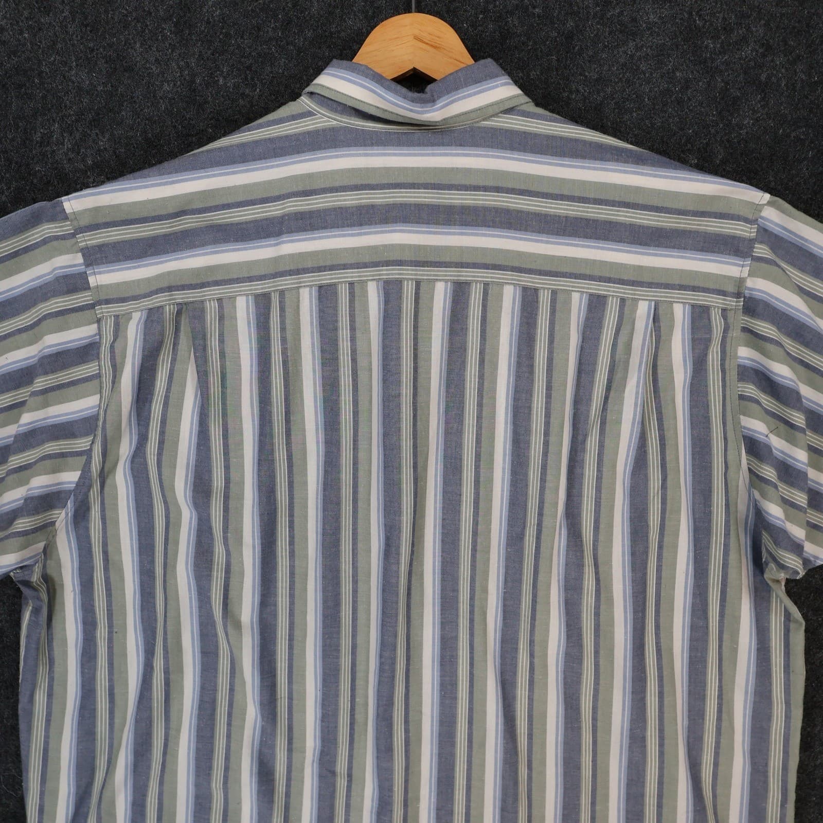 Honors Button Up Mens XXL Blue Excellent Vintage Striped Short Sleeve Shirt - Thumbnail 10