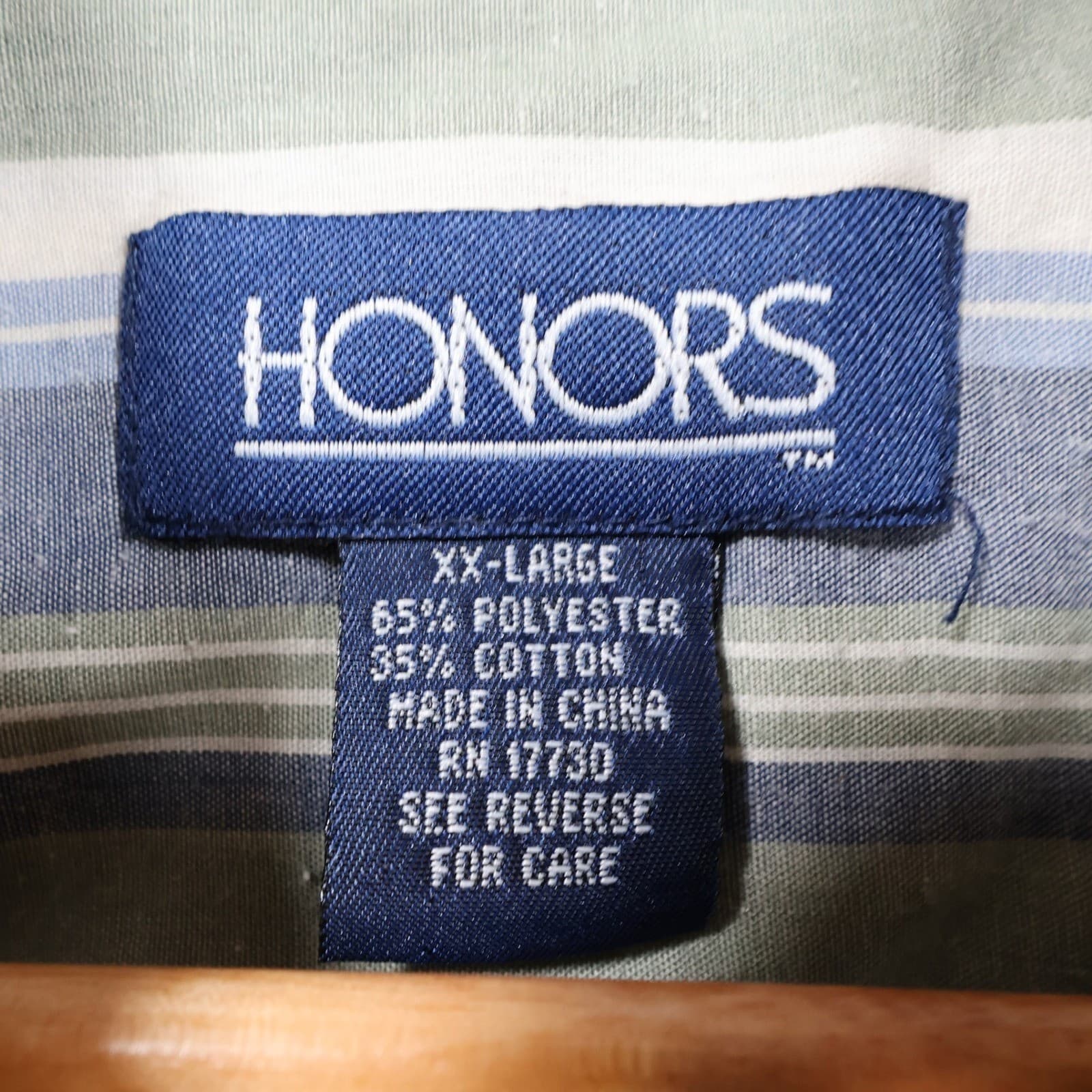 Honors Button Up Mens XXL Blue Excellent Vintage Striped Short Sleeve Shirt - Thumbnail 7