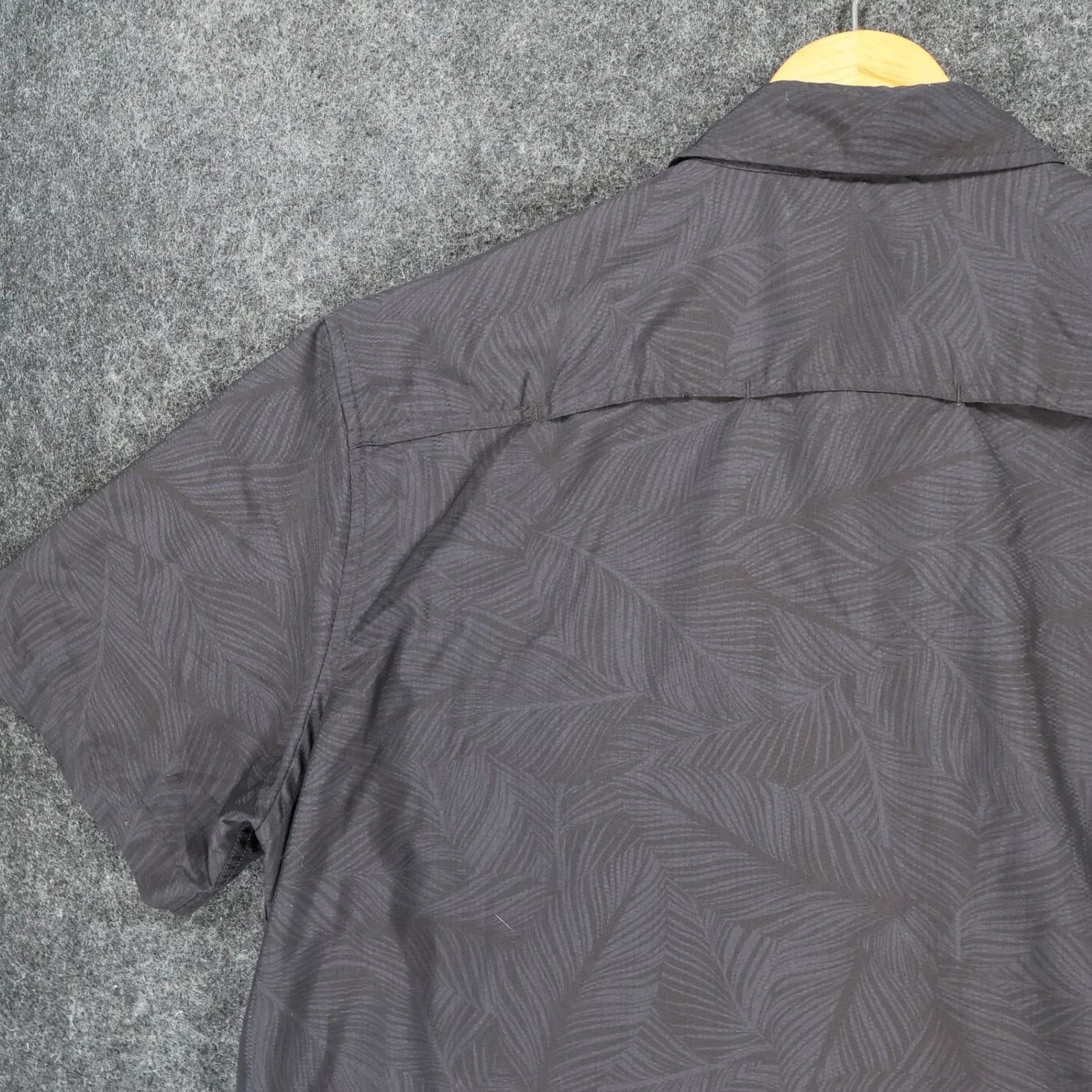 Eddie Bauer Button Front Shirt Mens XL Black Excellent Tropical Palm Print - Thumbnail 11