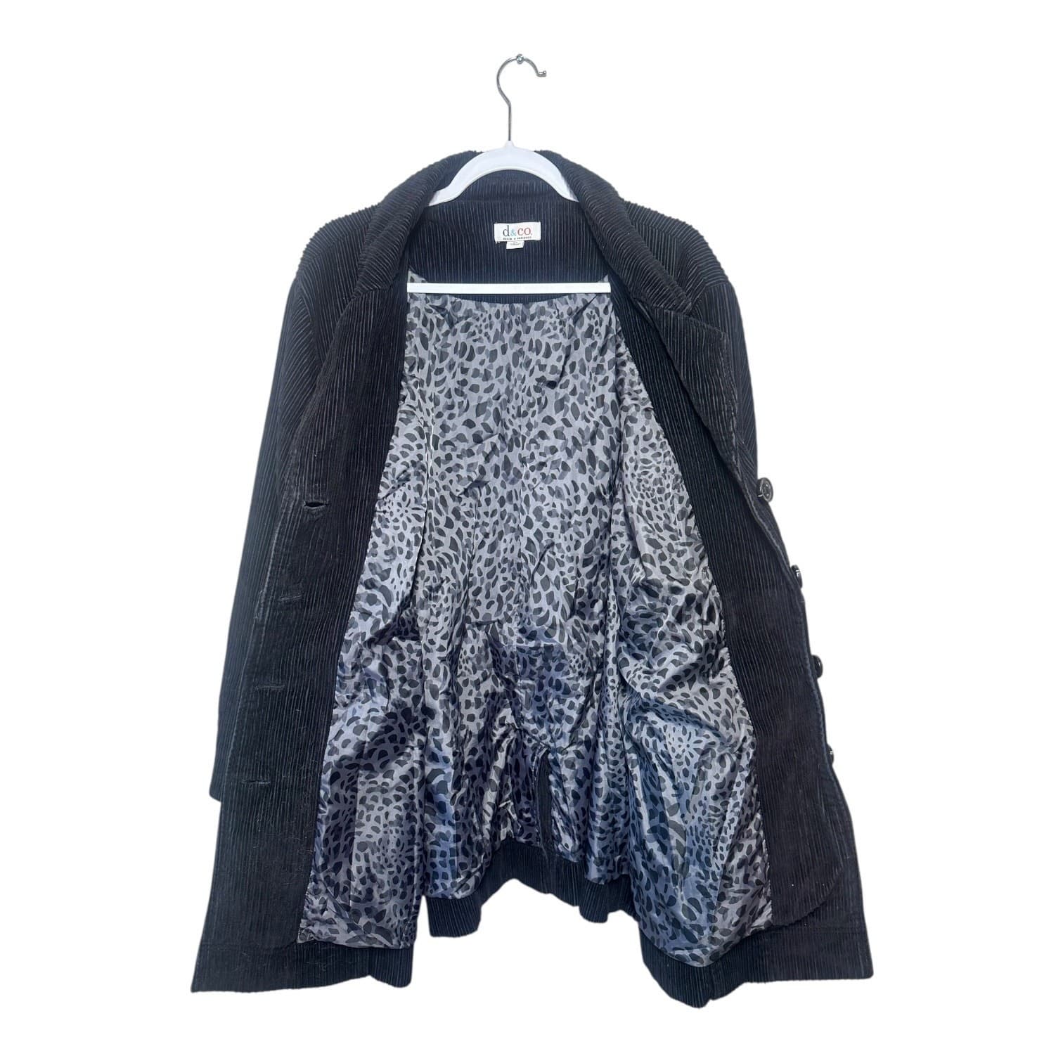 Denim & Co. 2X Charcoal Corduroy Tunic Jacket Leopard Lined - Thumbnail 3