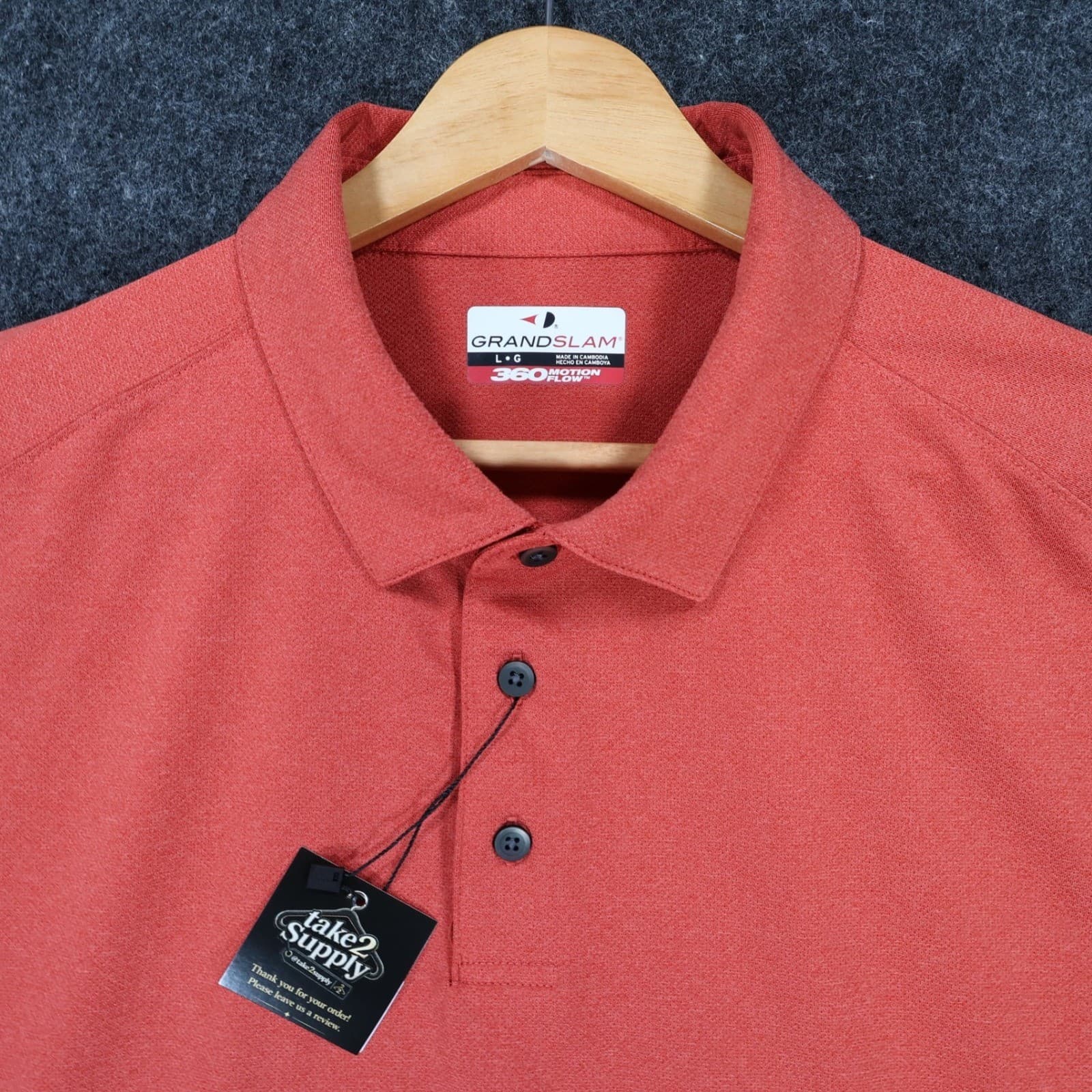 Grand Slam Polo Mens Large Orange Excellent 360 Motion Flow Long Sleeve - Thumbnail 9