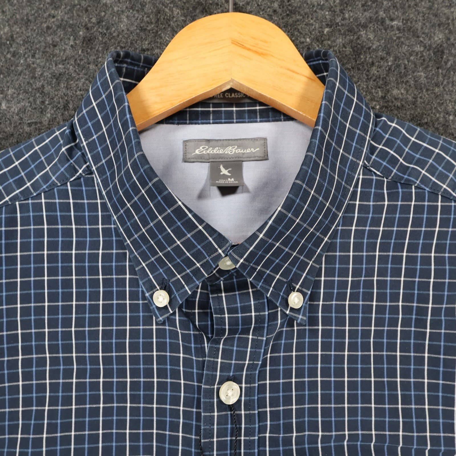 Eddie Bauer Button Down Mens M Blue Excellent Wrinkle Free Plaid - Thumbnail 9