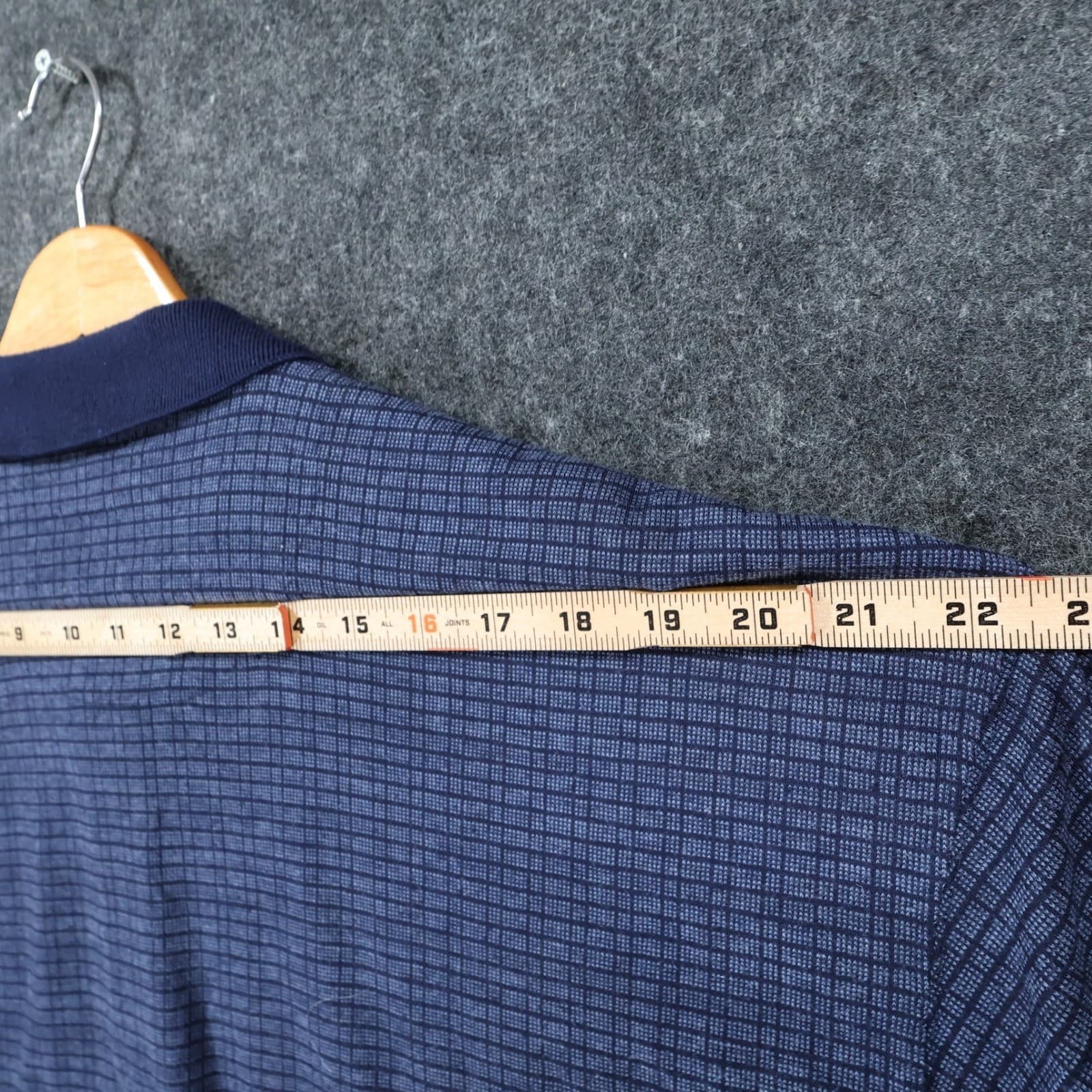 Chereskin Polo Mens XL Blue Excellent Grid Textured Short Sleeve Shirt - Thumbnail 6