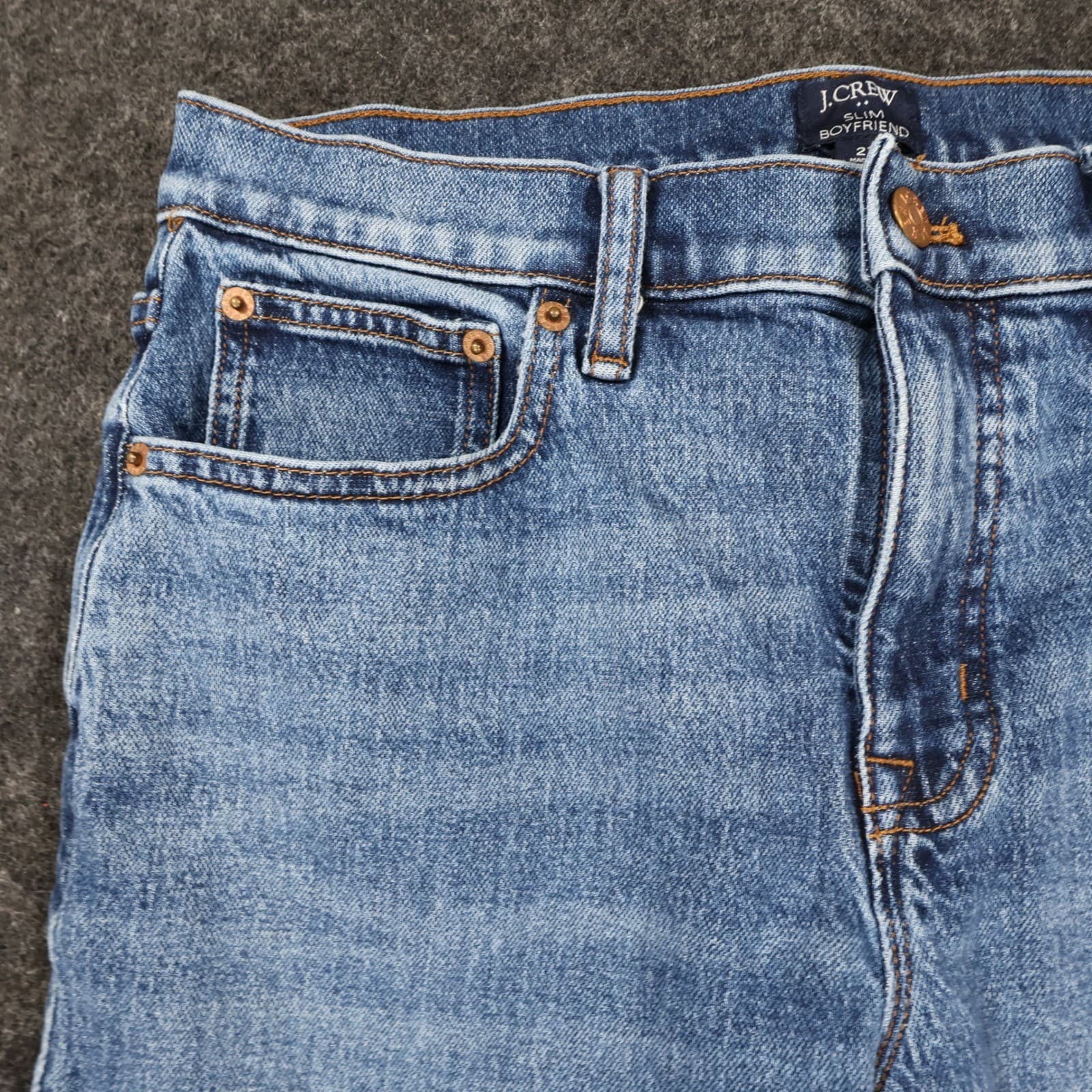 J.Crew Slim Boyfriend Womens 27 Blue Excellent Raw Hem Denim Jeans - Thumbnail 11