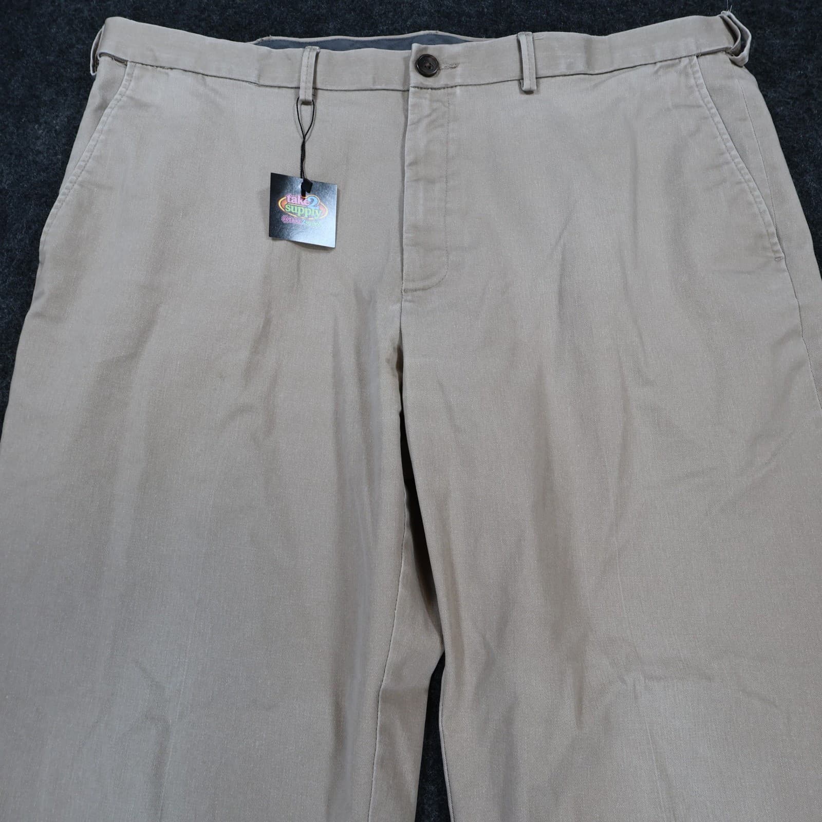 Haggar Premium No Iron Khaki Mens 42x30 Tan Excellent Classic Fit Stretch - Thumbnail 12
