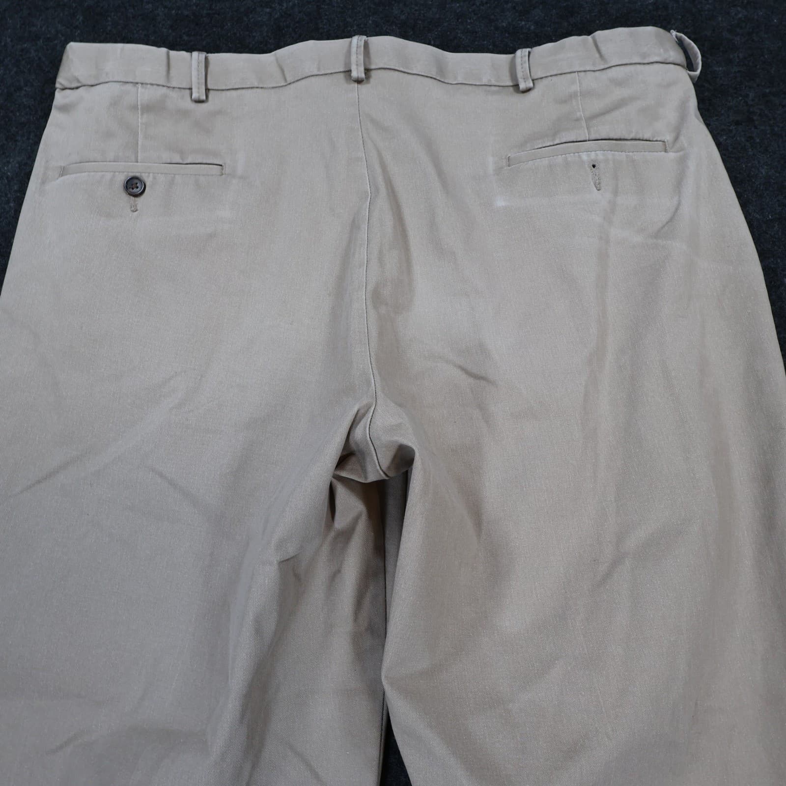 Haggar Premium No Iron Khaki Mens 42x30 Tan Excellent Classic Fit Stretch - Thumbnail 13
