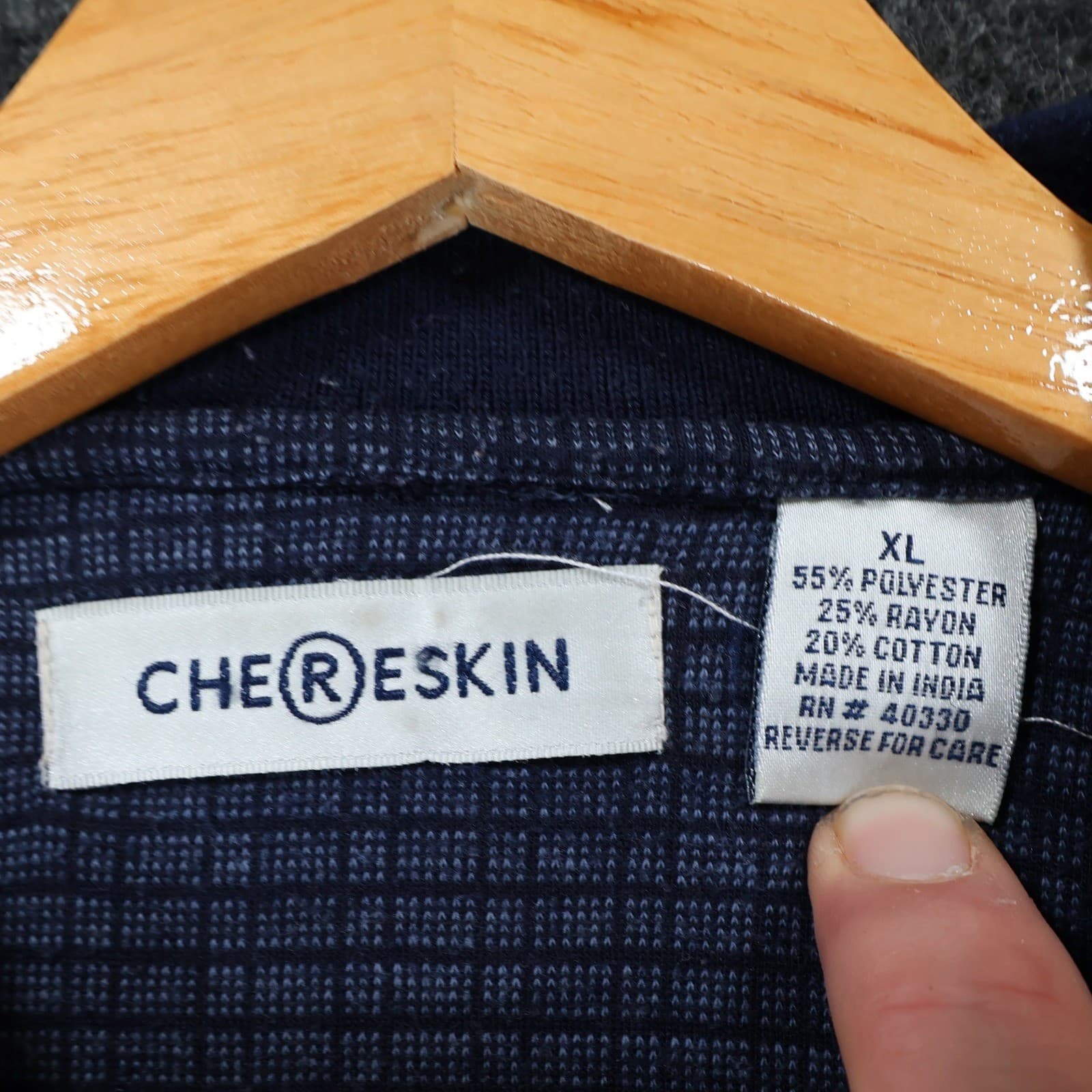 Chereskin Polo Mens XL Blue Excellent Grid Textured Short Sleeve Shirt - Thumbnail 7