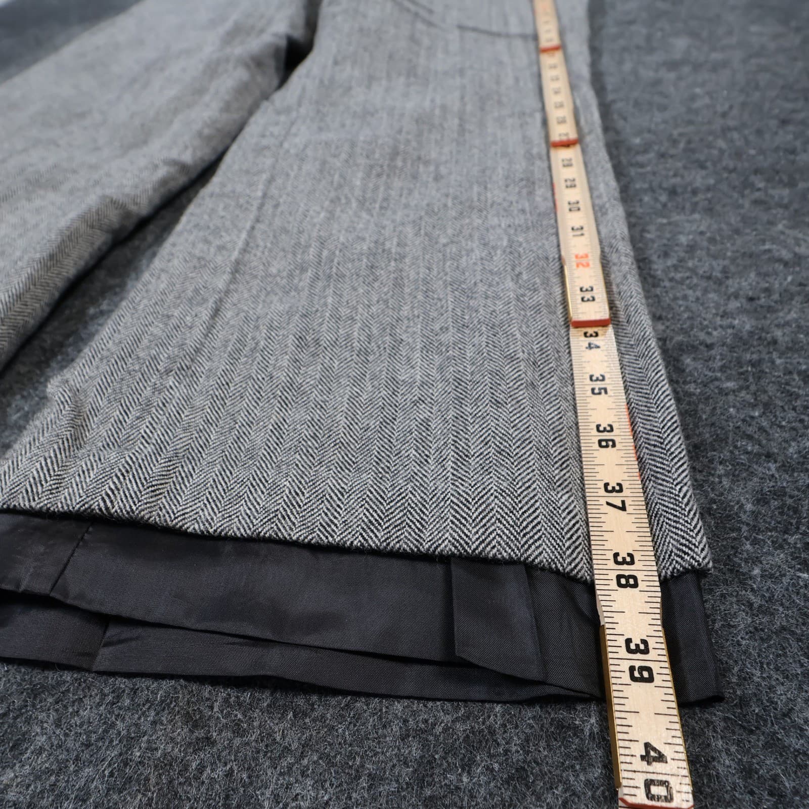Chaps Dress Pants Womens 12 Gray Excellent Herringbone 100% Wool - Thumbnail 3