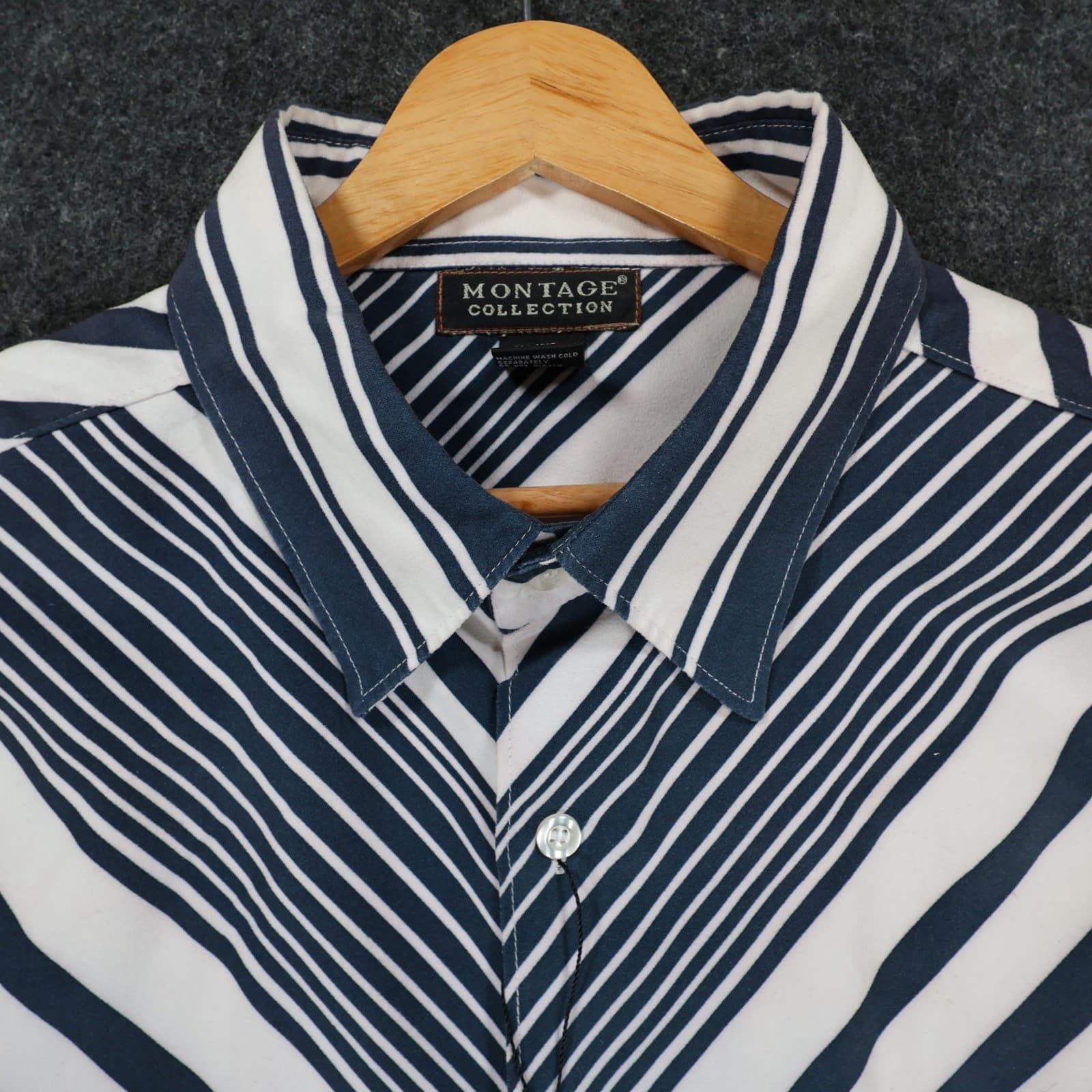 Montage Collection Button Down Mens XL Blue Excellent Striped Pattern - Thumbnail 8