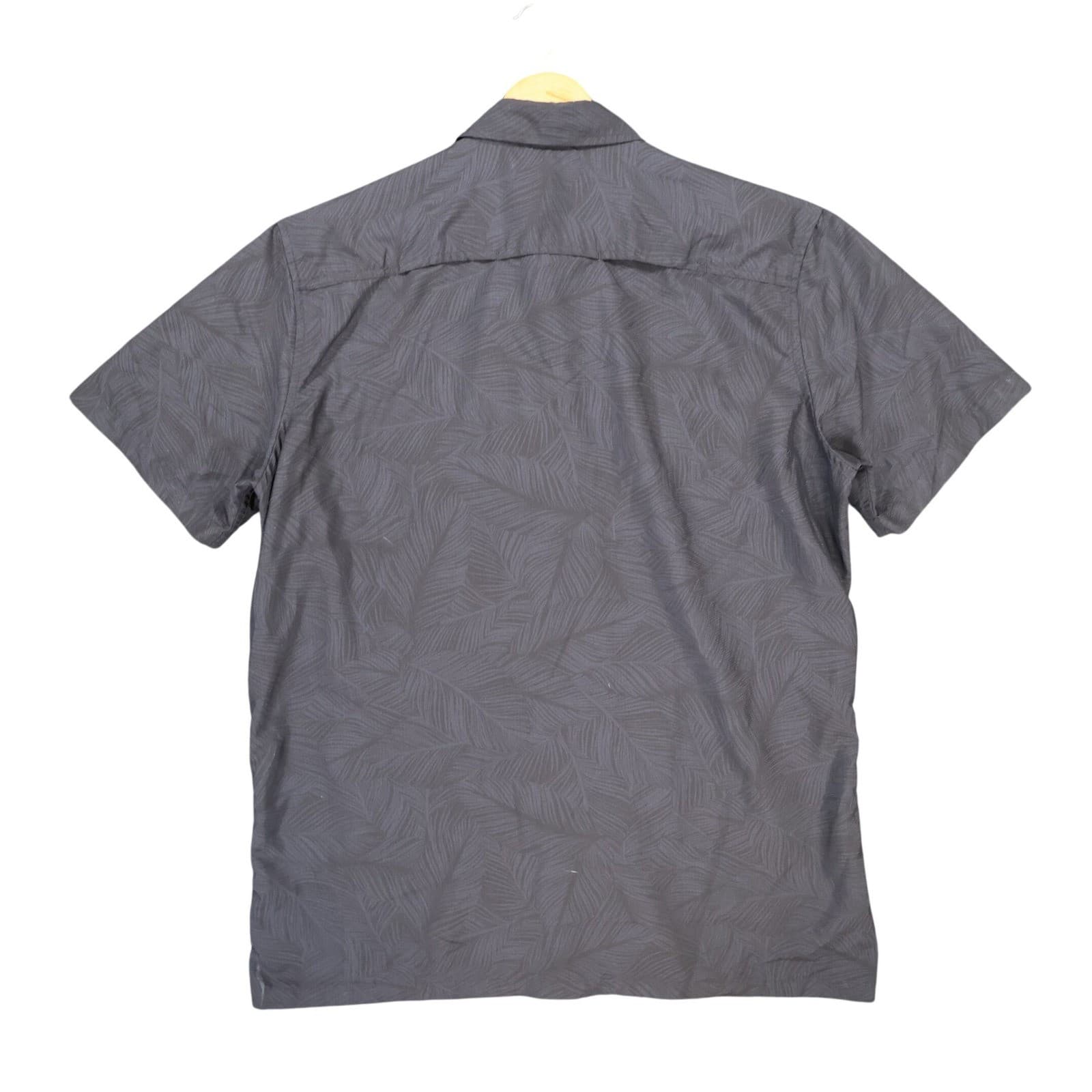 Eddie Bauer Button Front Shirt Mens XL Black Excellent Tropical Palm Print - Thumbnail 2