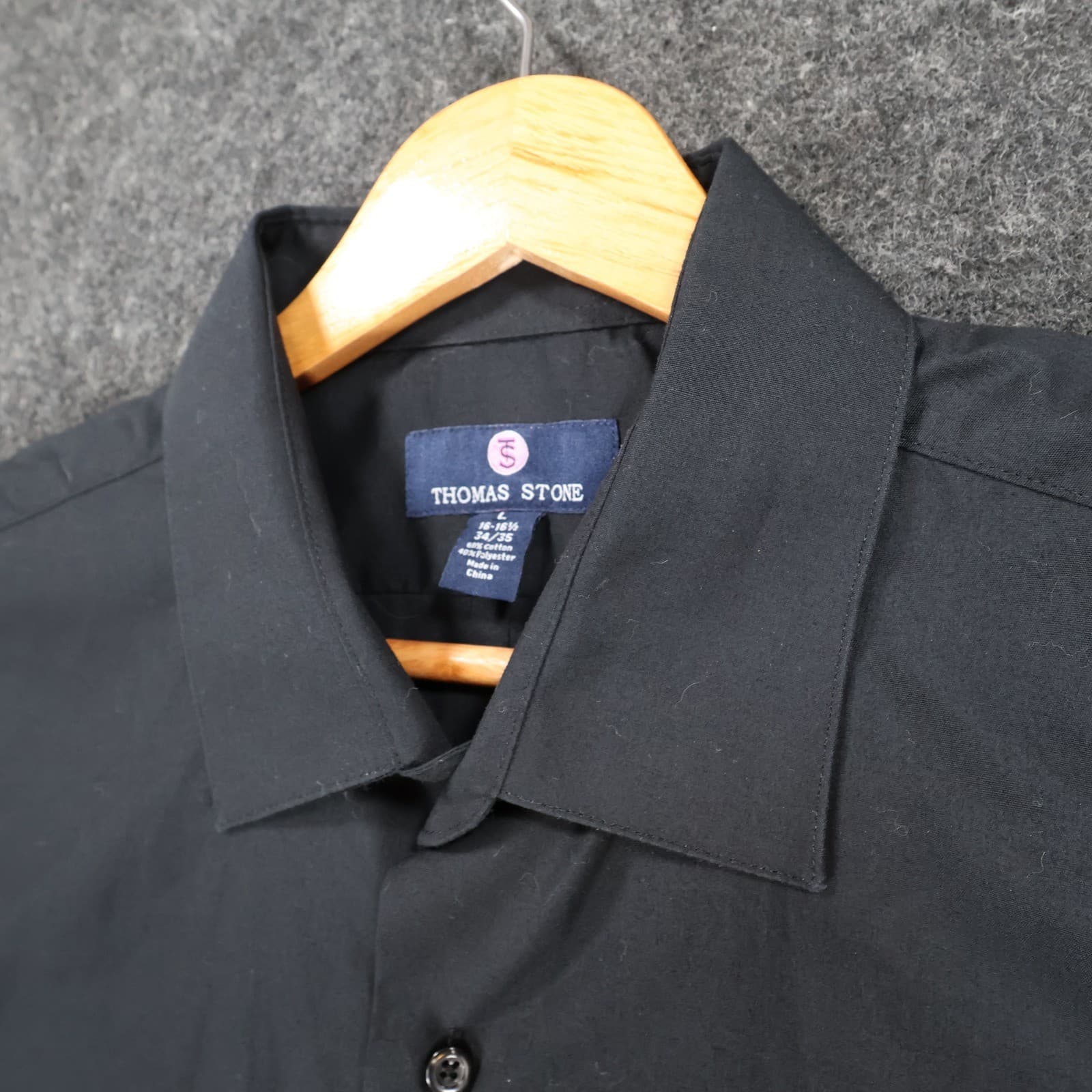 Thomas Stone Button Up Mens L Black Excellent Long Sleeve Solid - Thumbnail 8