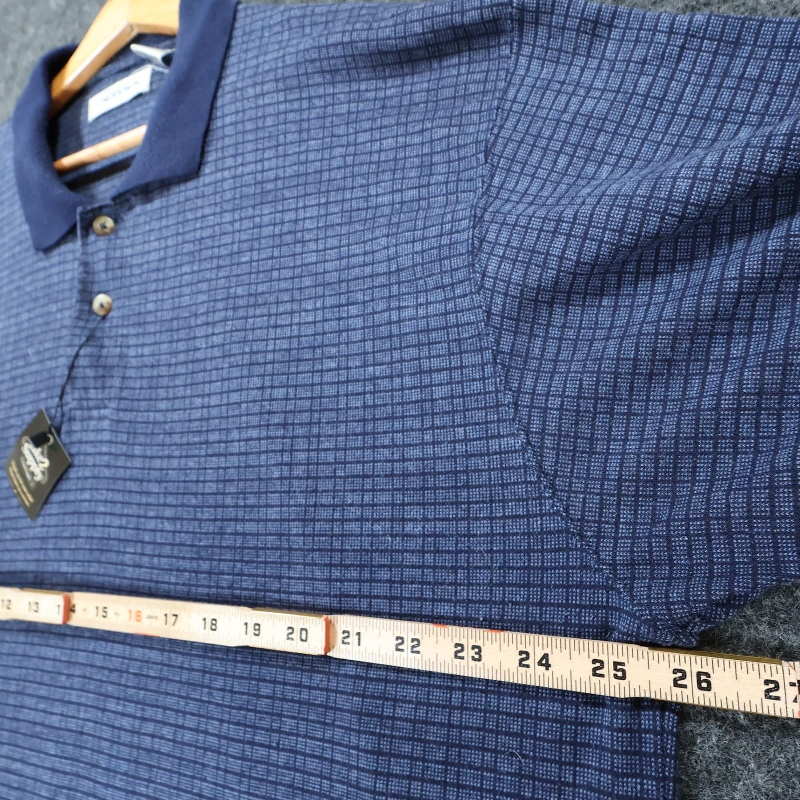 Chereskin Polo Mens XL Blue Excellent Grid Textured Short Sleeve Shirt - Thumbnail 4