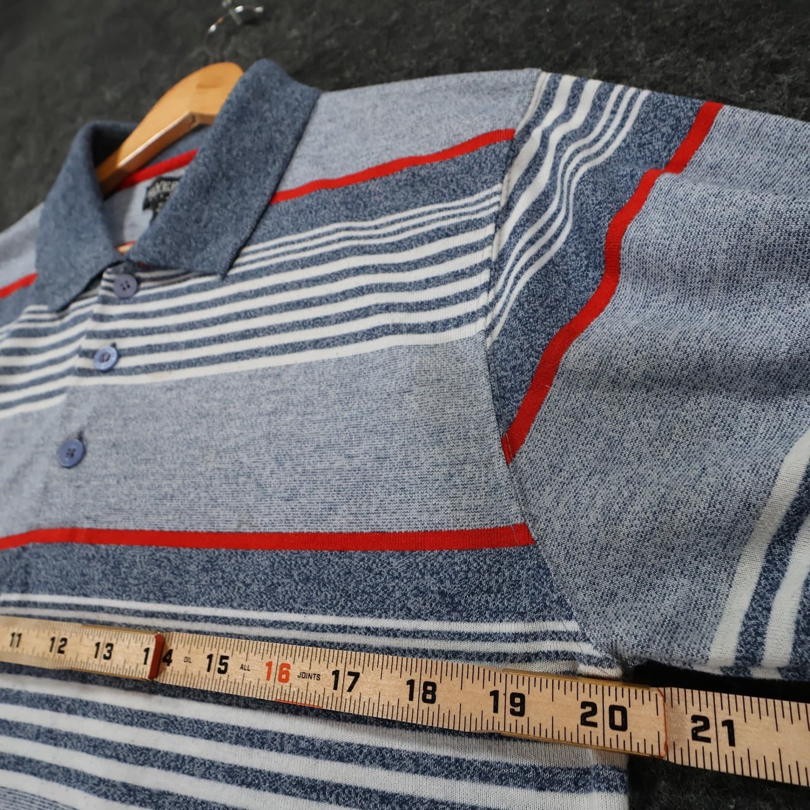 Silver Stone Collection Polo Mens M Blue Excellent Striped Short Sleeve - Thumbnail 4