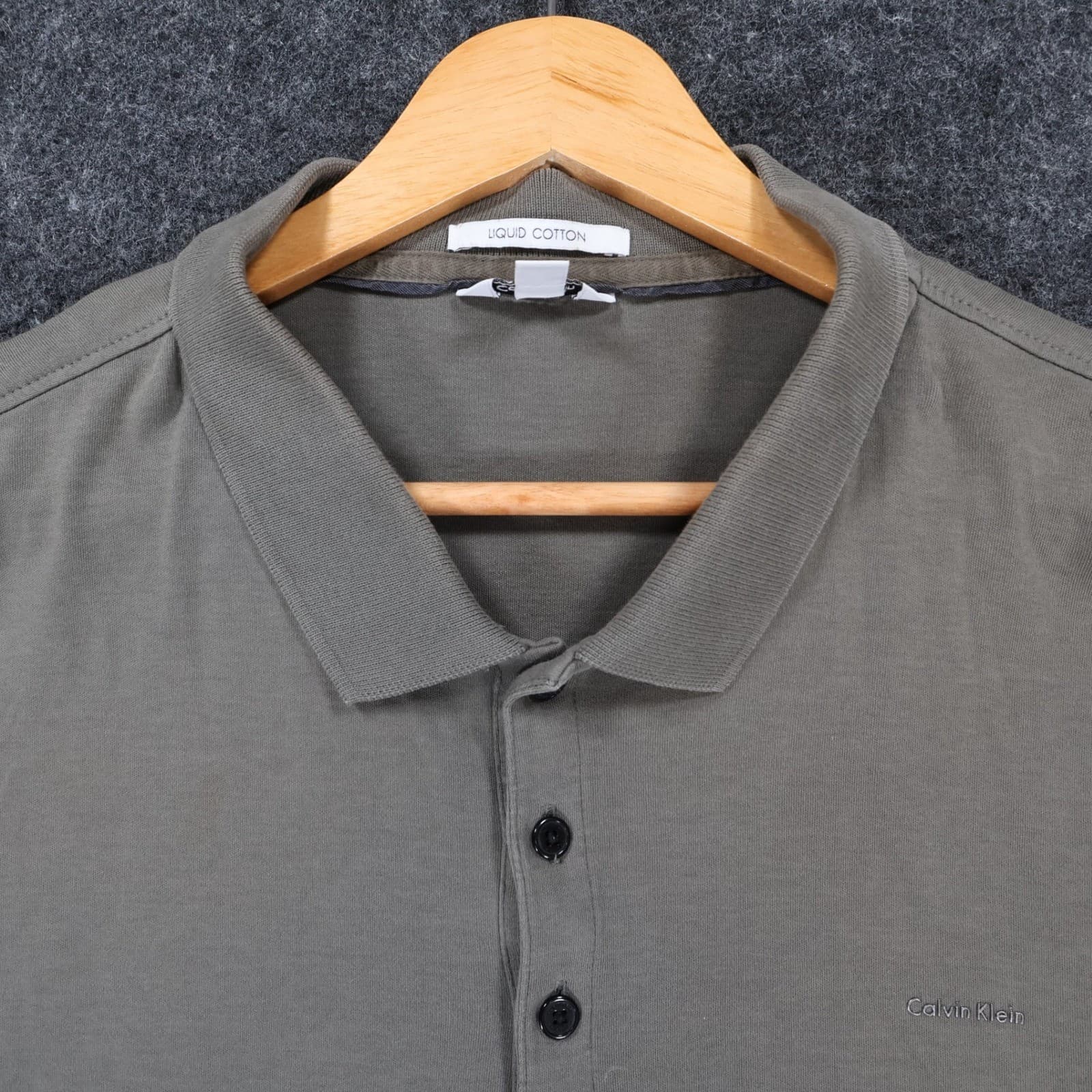 Calvin Klein Polo Mens XL Olive Green Excellent Liquid Cotton Short Sleeve - Thumbnail 9