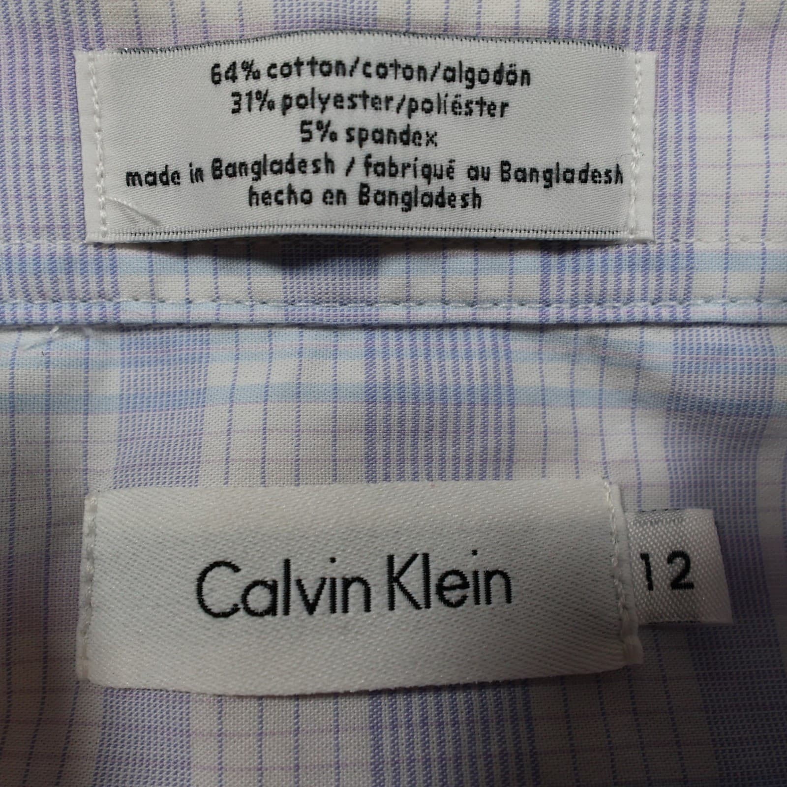 Calvin Klein Button Up Boys 12 Purple Excellent Plaid Long Sleeve - Thumbnail 7