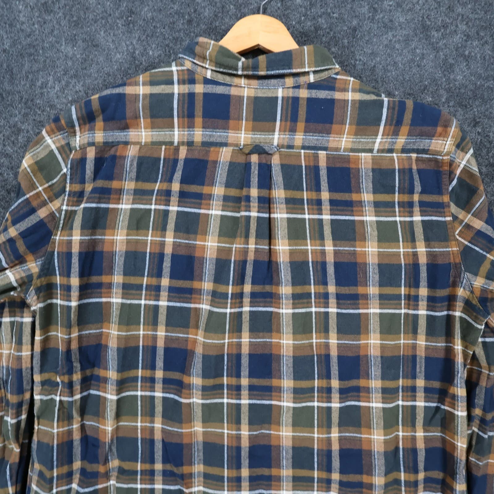 Eddie Bauer Flannel Mens XL Blue Brown Excellent Plaid Cotton Button Up - Thumbnail 11