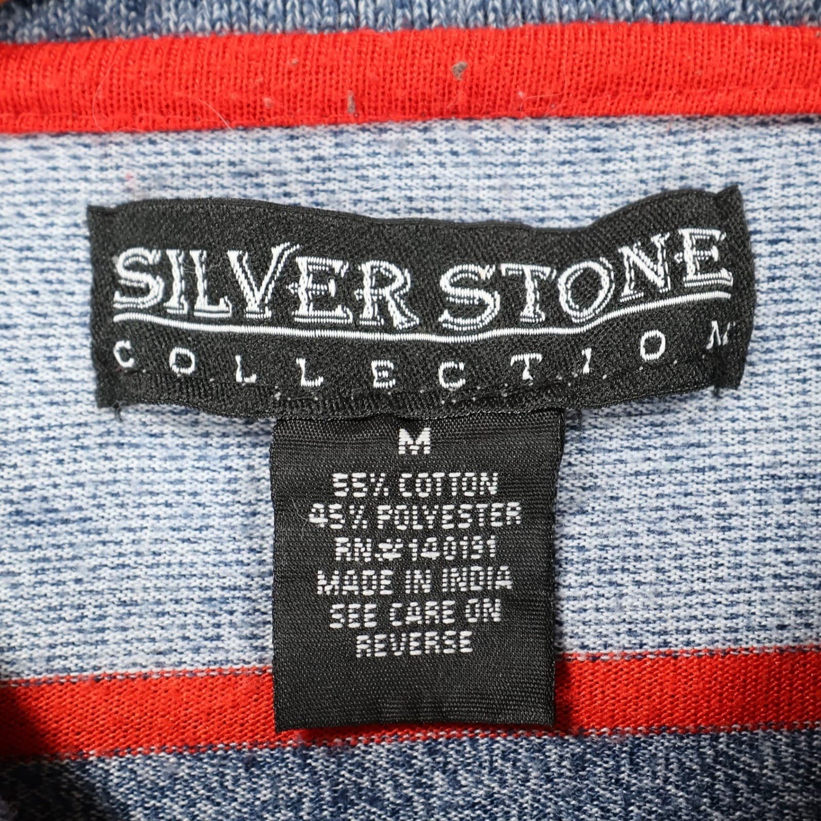 Silver Stone Collection Polo Mens M Blue Excellent Striped Short Sleeve - Thumbnail 7